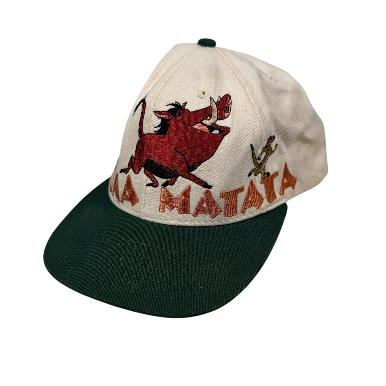 Vintage 90s Disney The Lion King Hakuna Matata Snapback Hat Simba Pumbaa Timon