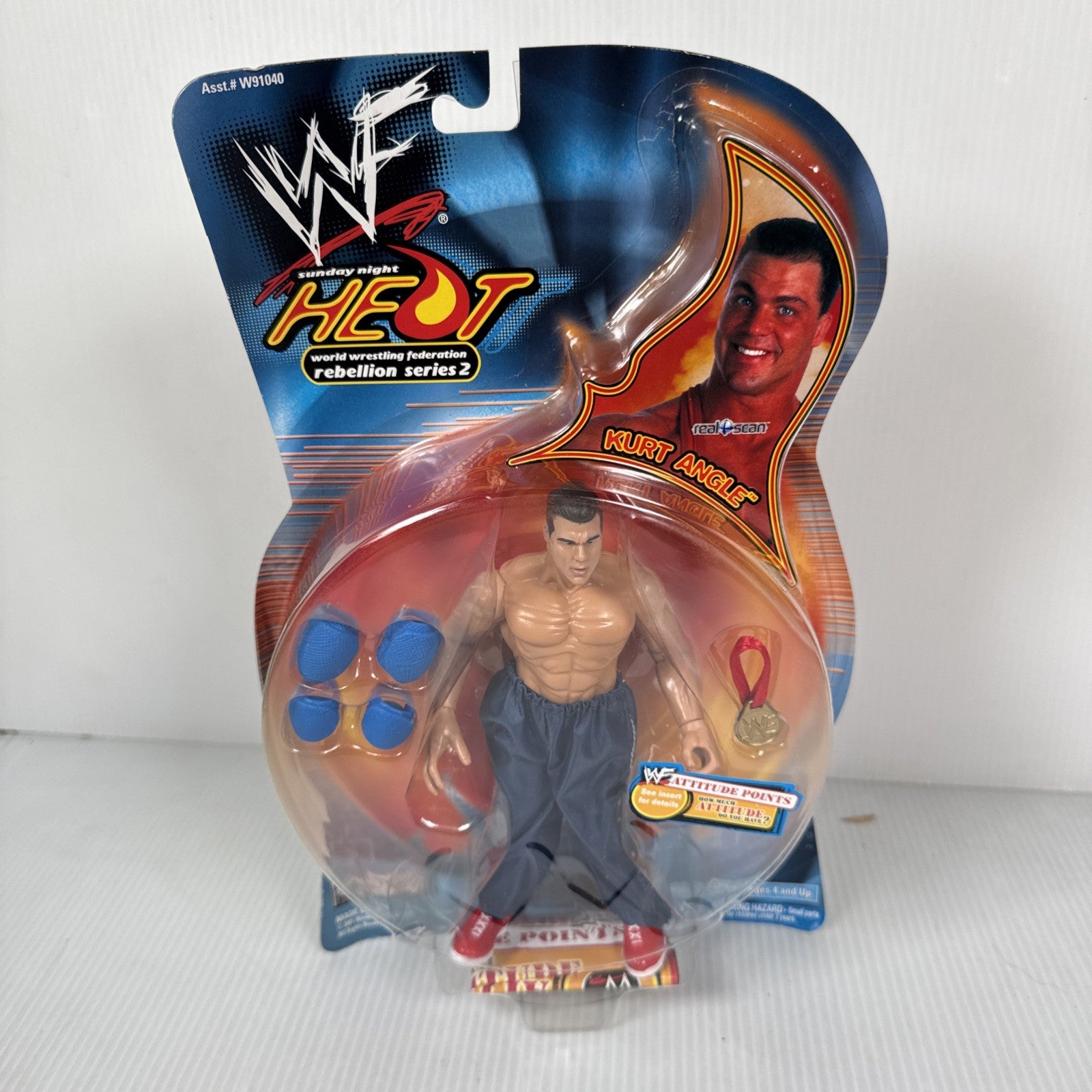 WWF Jakks Heat Rebellion Series 2 - Kurt Angle Wrestling Figure WWE Rare