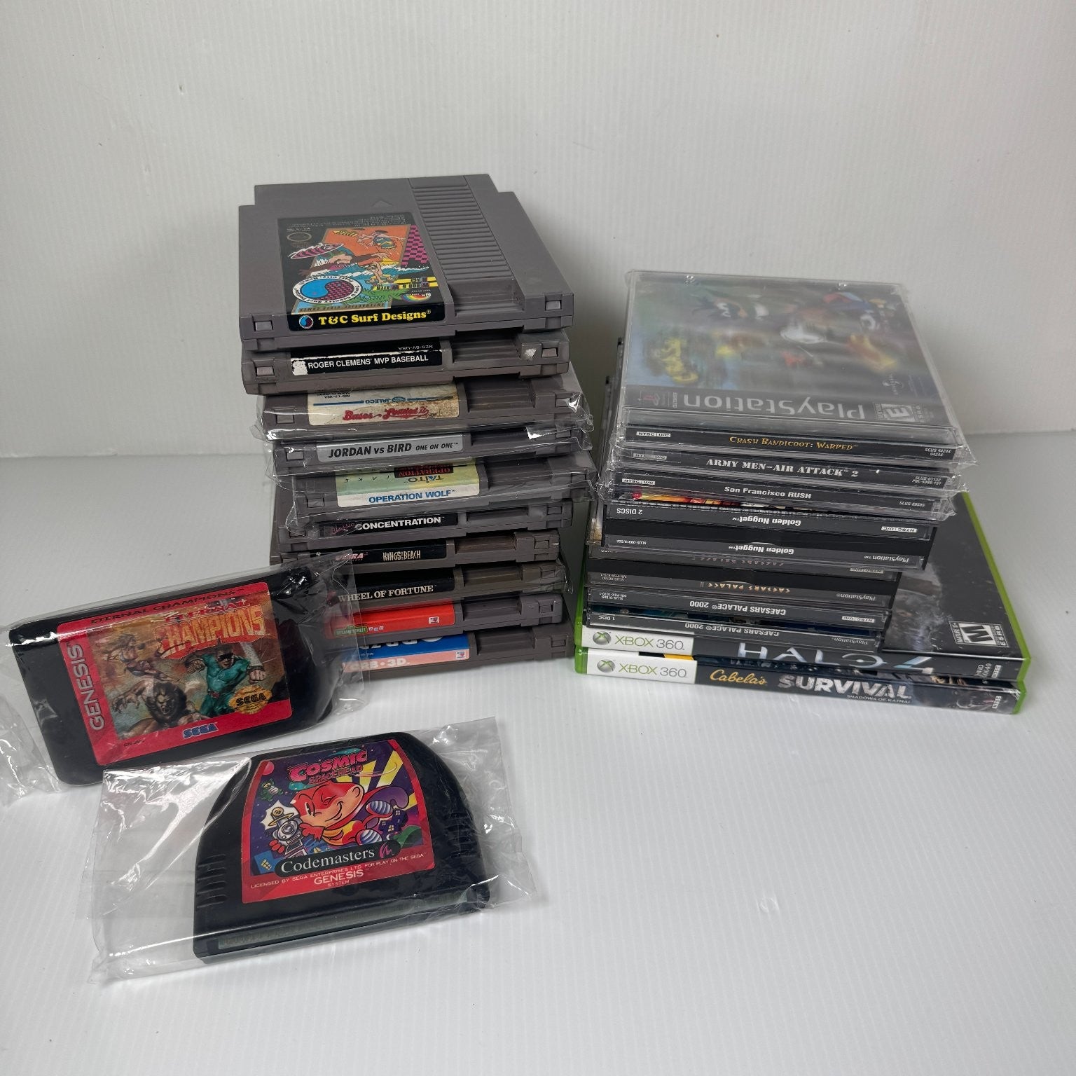 Mixed Lot of 20 Retro Games NES, PS1, Genesis & More Crash Bandicoot 3, Rush