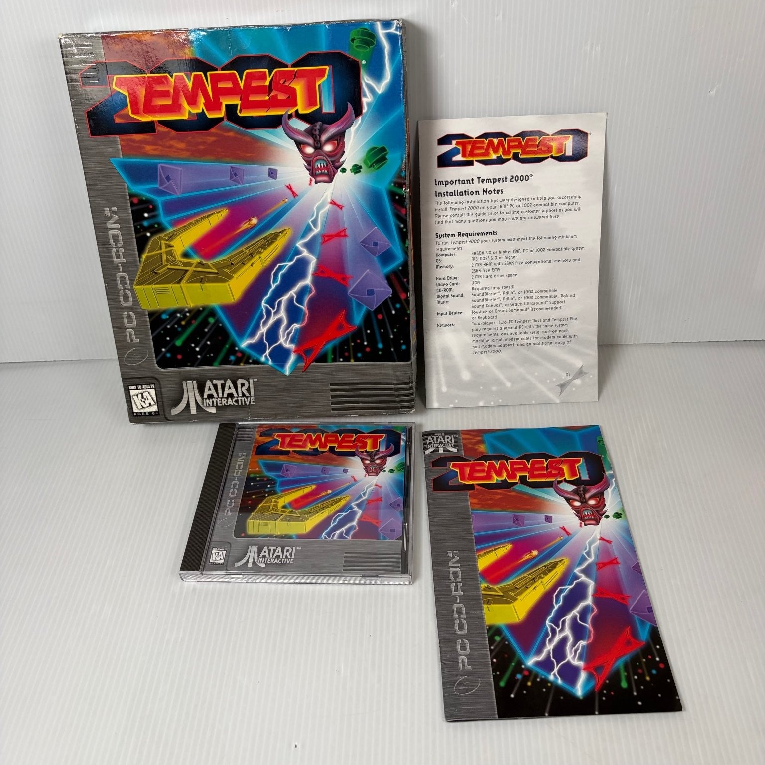 Tempest 2000 PC CD-ROM Video Game Big Box Atari Interactive Arcade Classic