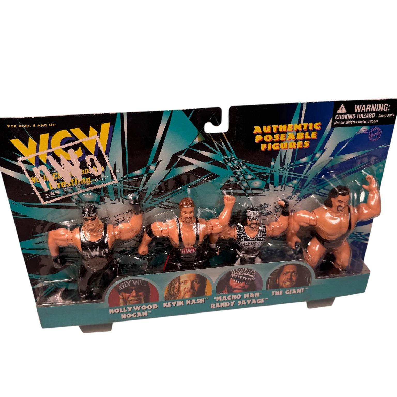 WCW nWo Wrestling 4.5in Figure 4-Pack Set 1998 OSFTM Hogan Nash Savage Giant