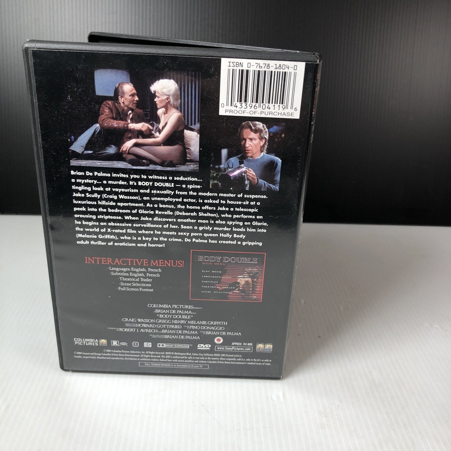 Body Double DVD 1984 Brian De Palma Craig Wasson Melanie Griffith