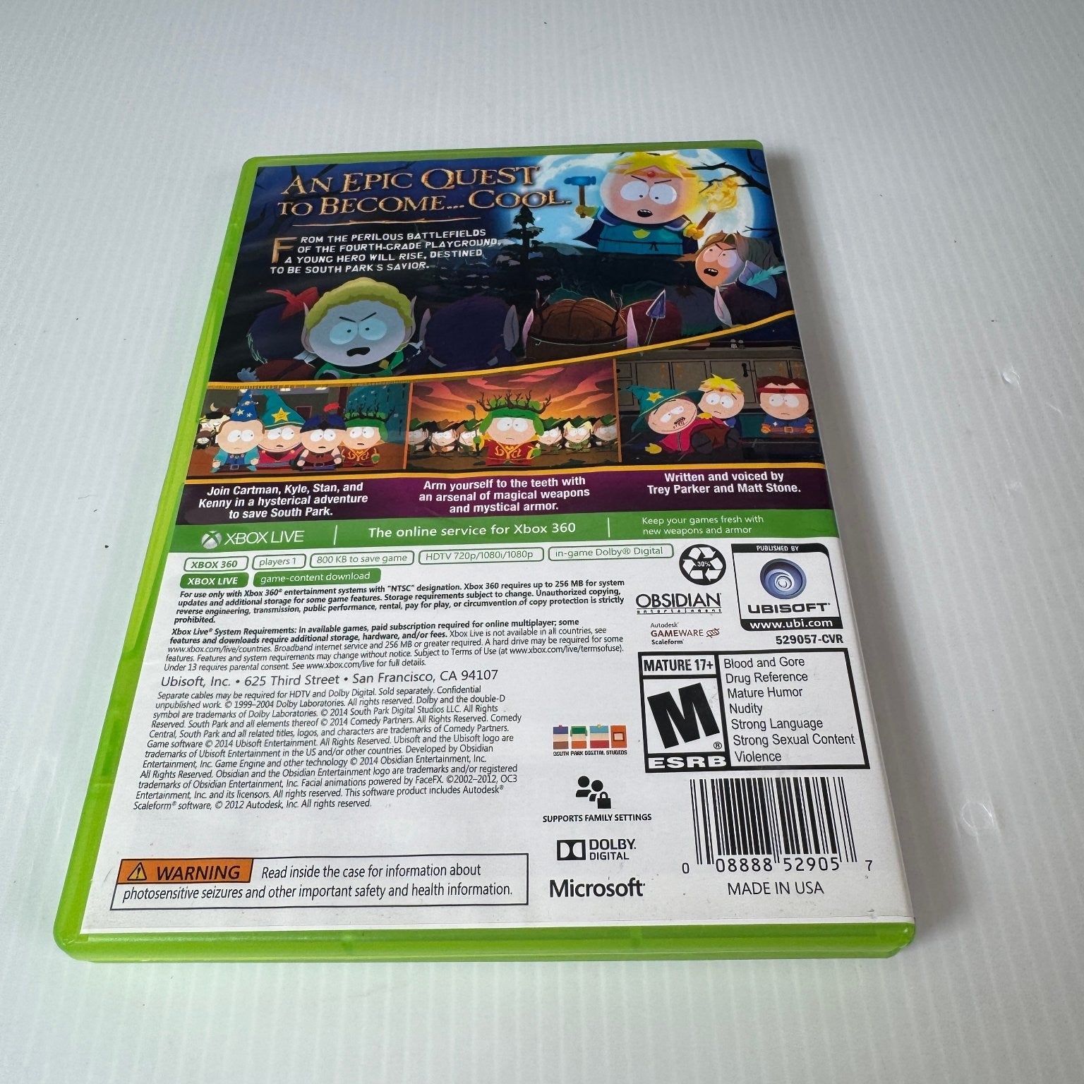 South Park The Stick of Truth Xbox 360 Video Game RPG