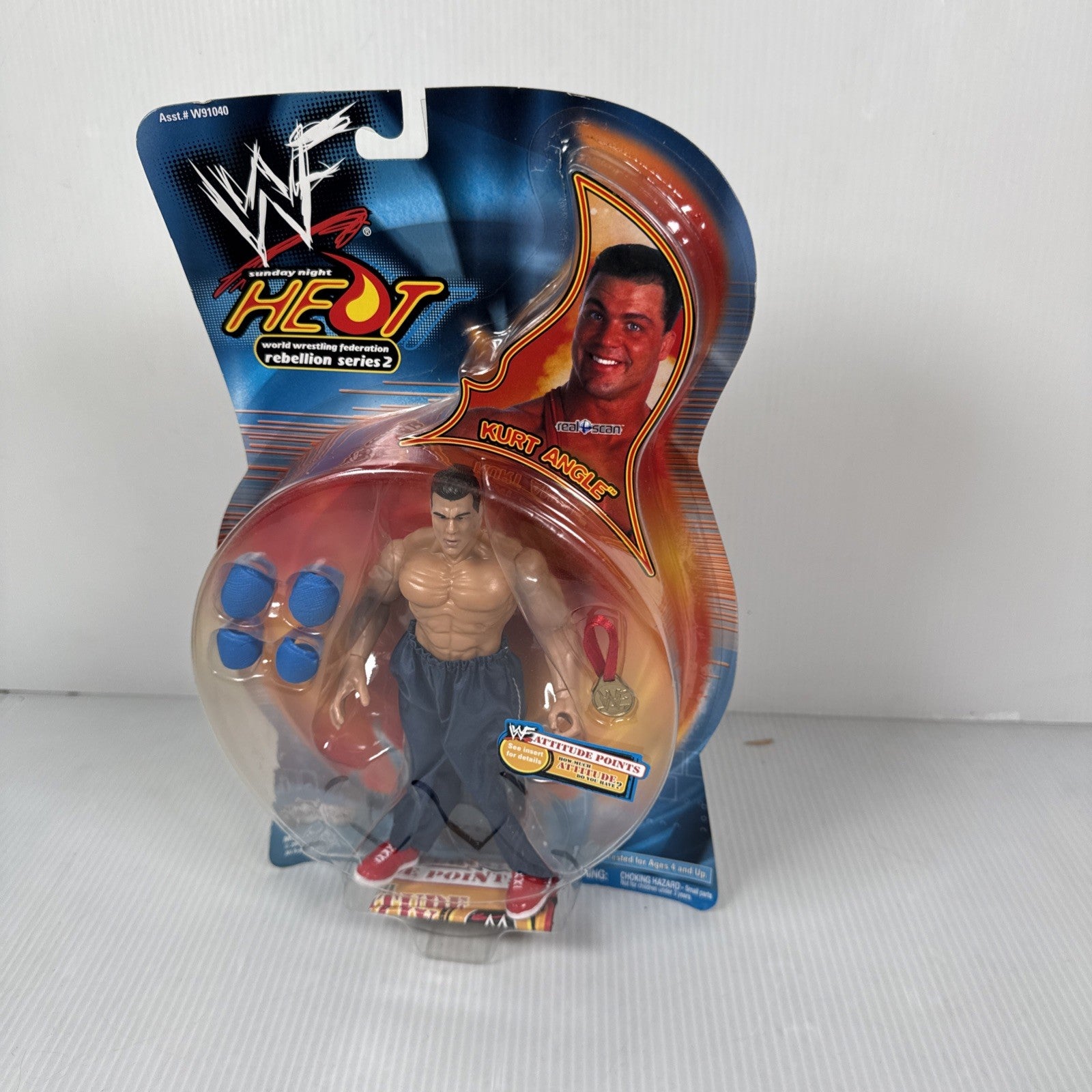 WWF Jakks Heat Rebellion Series 2 - Kurt Angle Wrestling Figure WWE Rare