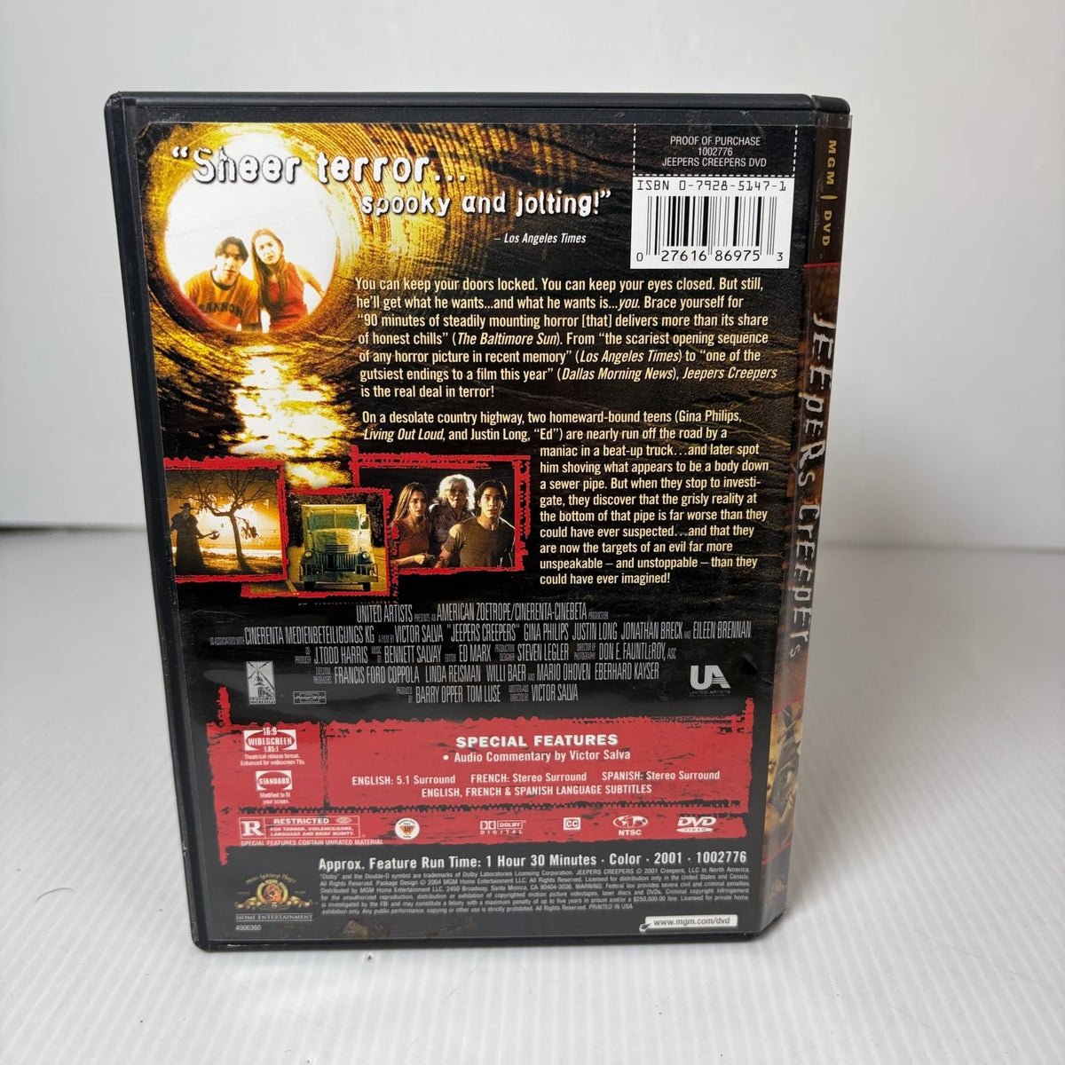 Jeepers Creepers DVD 2001 Horror Thriller Victor Salva Gina Philips Justin Long