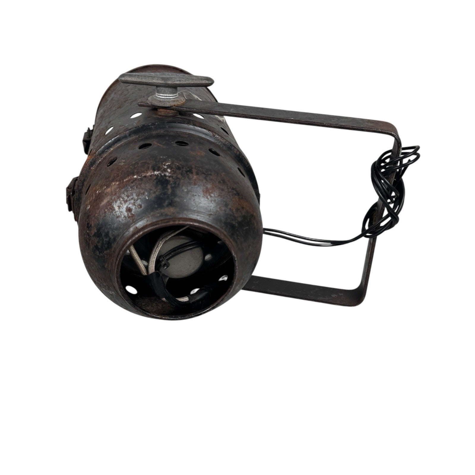 Vintage Stage Light Can Heavy Petina With GE Stage Light Bulb AS IS Antique