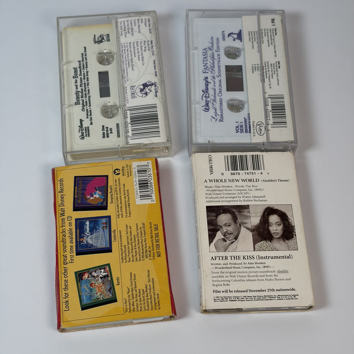 Walt Disney Cassette Lot Hercules Aladdin Beauty Beast Fantasia Soundtrack
