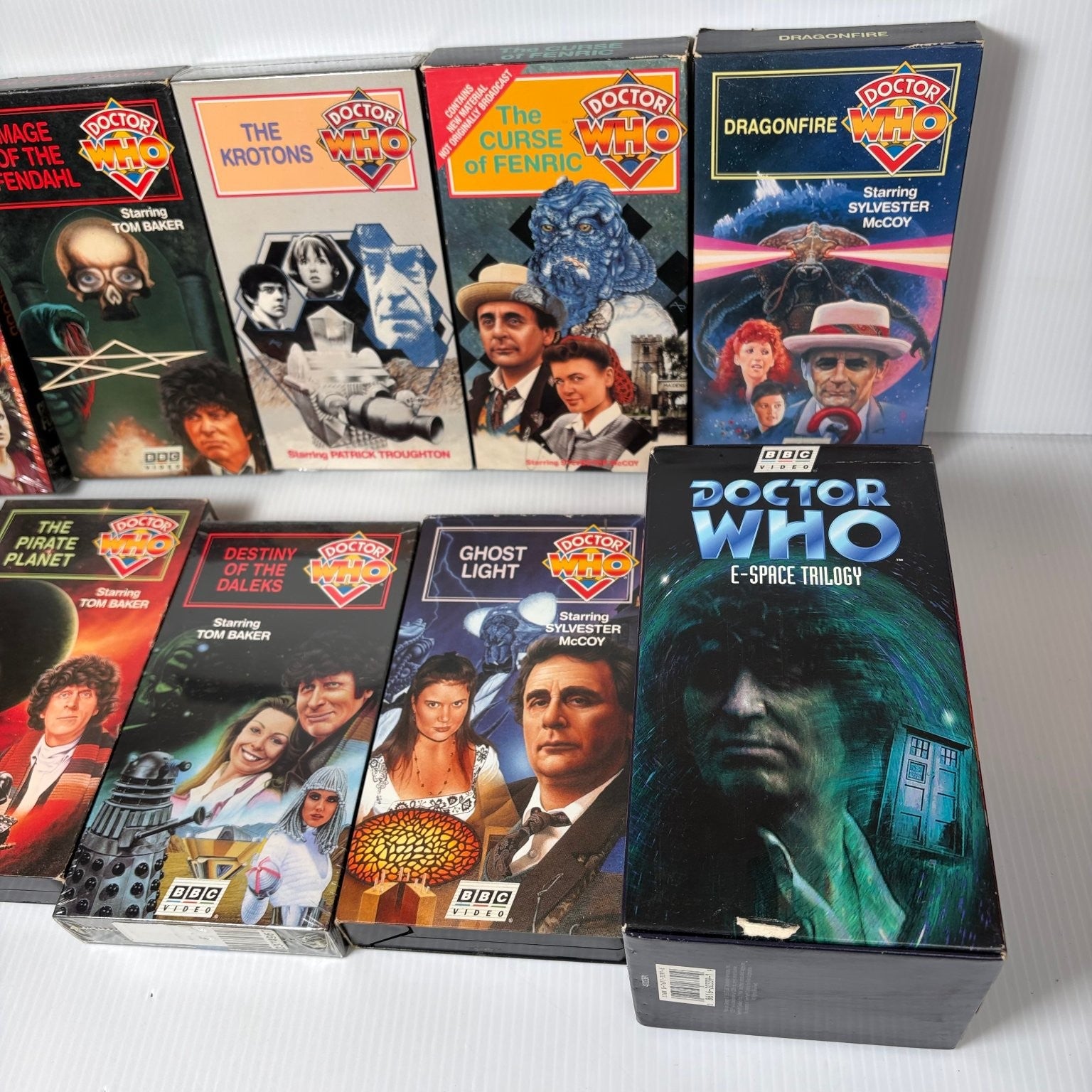 Doctor Who Vintage VHS Mixed Lot of 12 w/ Some Sealed E-Space Trilogy Sci-Fi