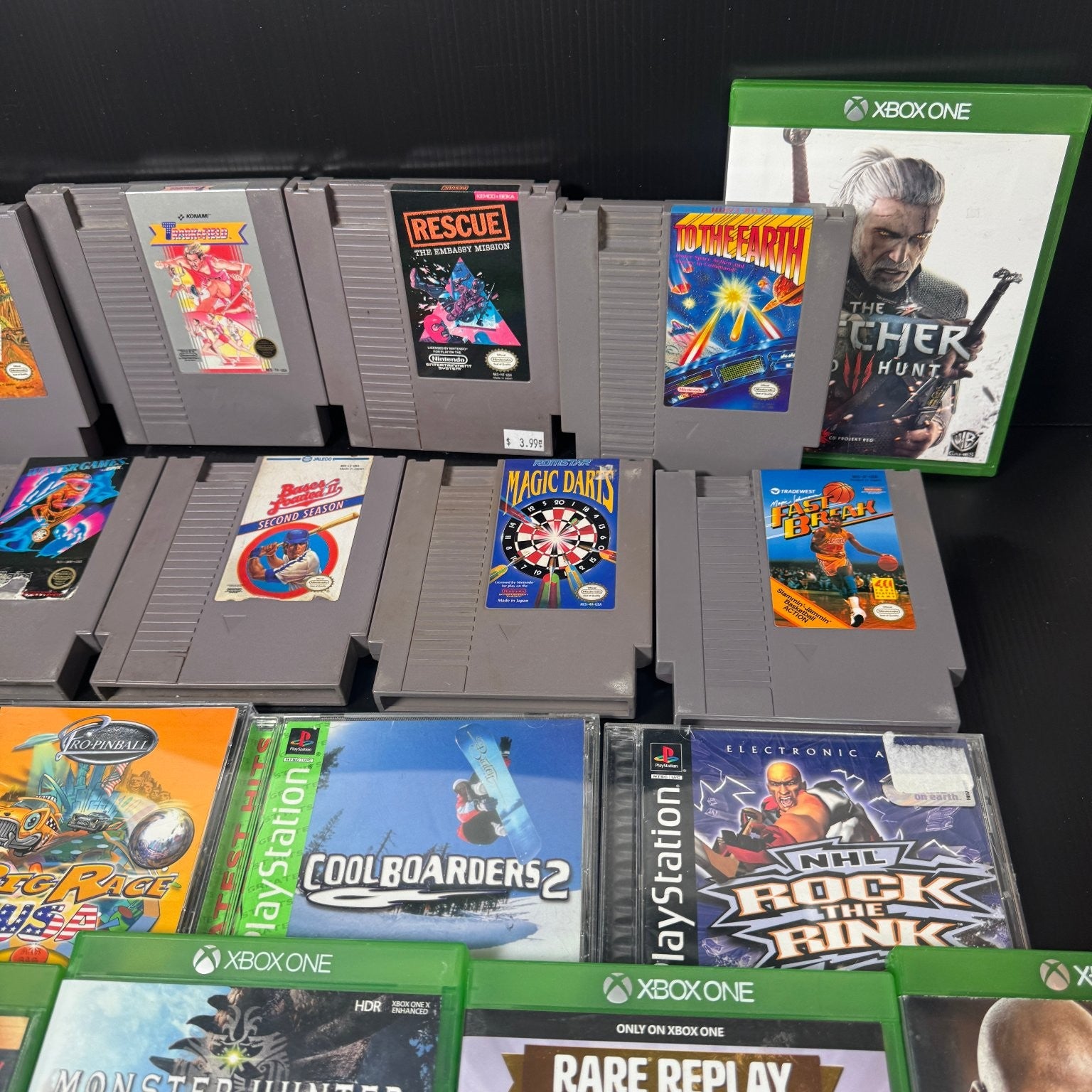 Mixed Lot of 20 NES, PS1 & Xbox One Games Rygar, Rare Replay, Witcher III & More