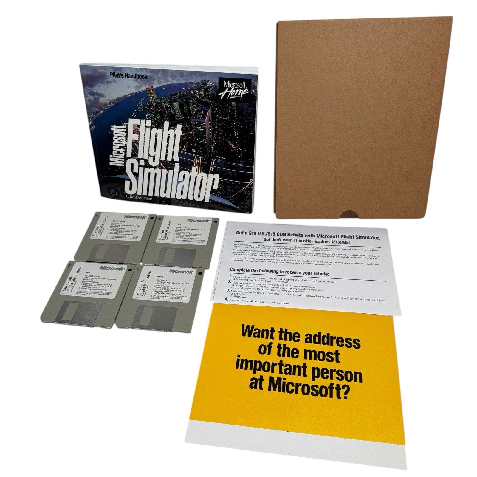 Microsoft Flight Simulator Version 5.1 3.5 Mm Floppy PC Big Box MS-DOS Game