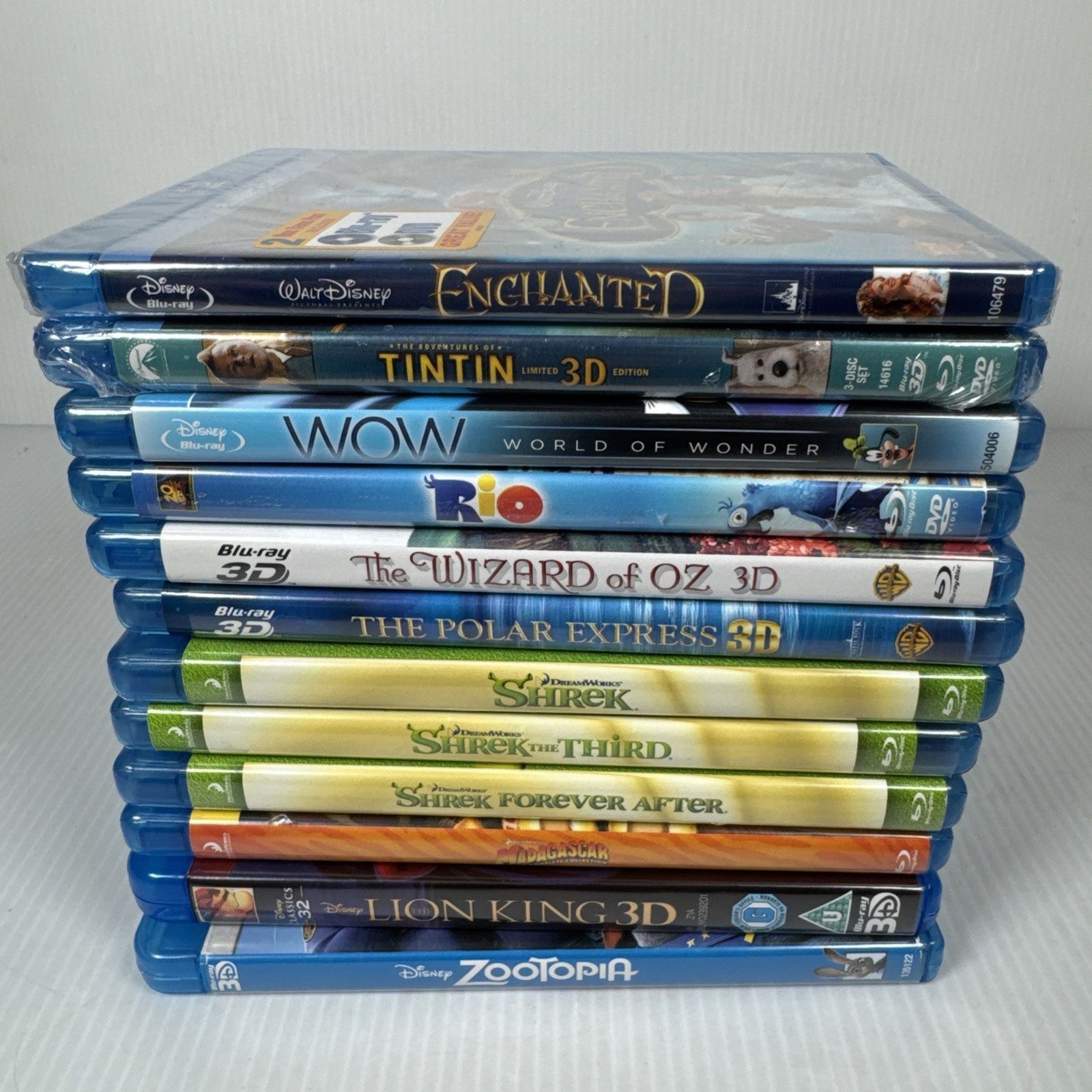 Lot Of 12 Disney Blu Ray, 3D Blu Ray, Movies & Sets Shrek, Madagascar & More