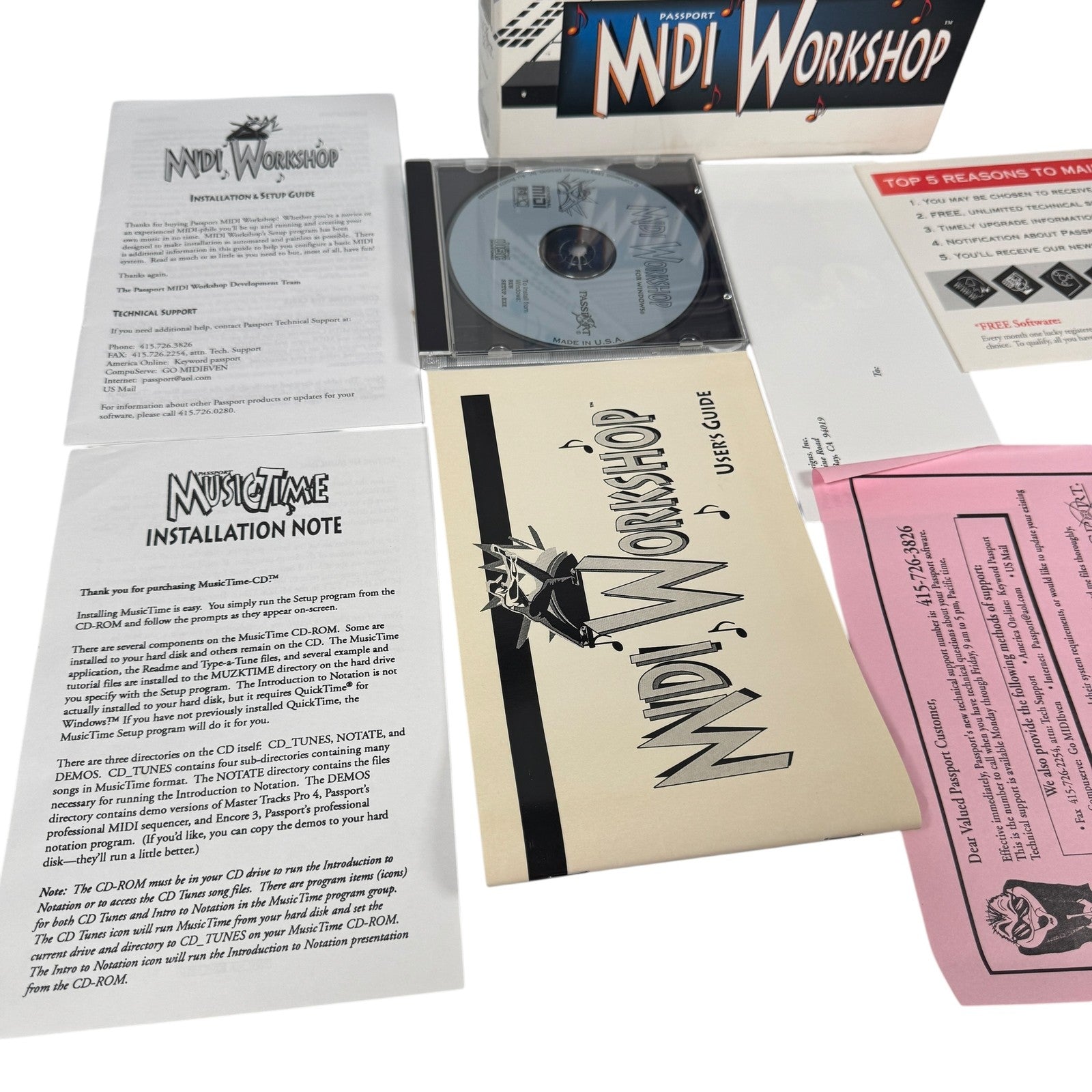 Vintage Passport MIDI Workshop CD-ROM Windows w/ Rare MIDI Interface Cable