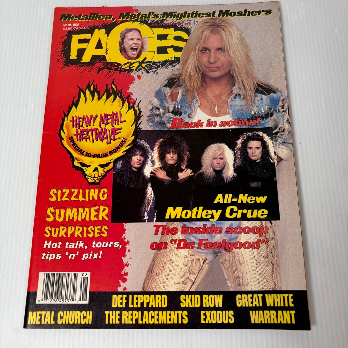 FACES Magazine July August 1989 Vince Neil Motley Crue Heavy Metal