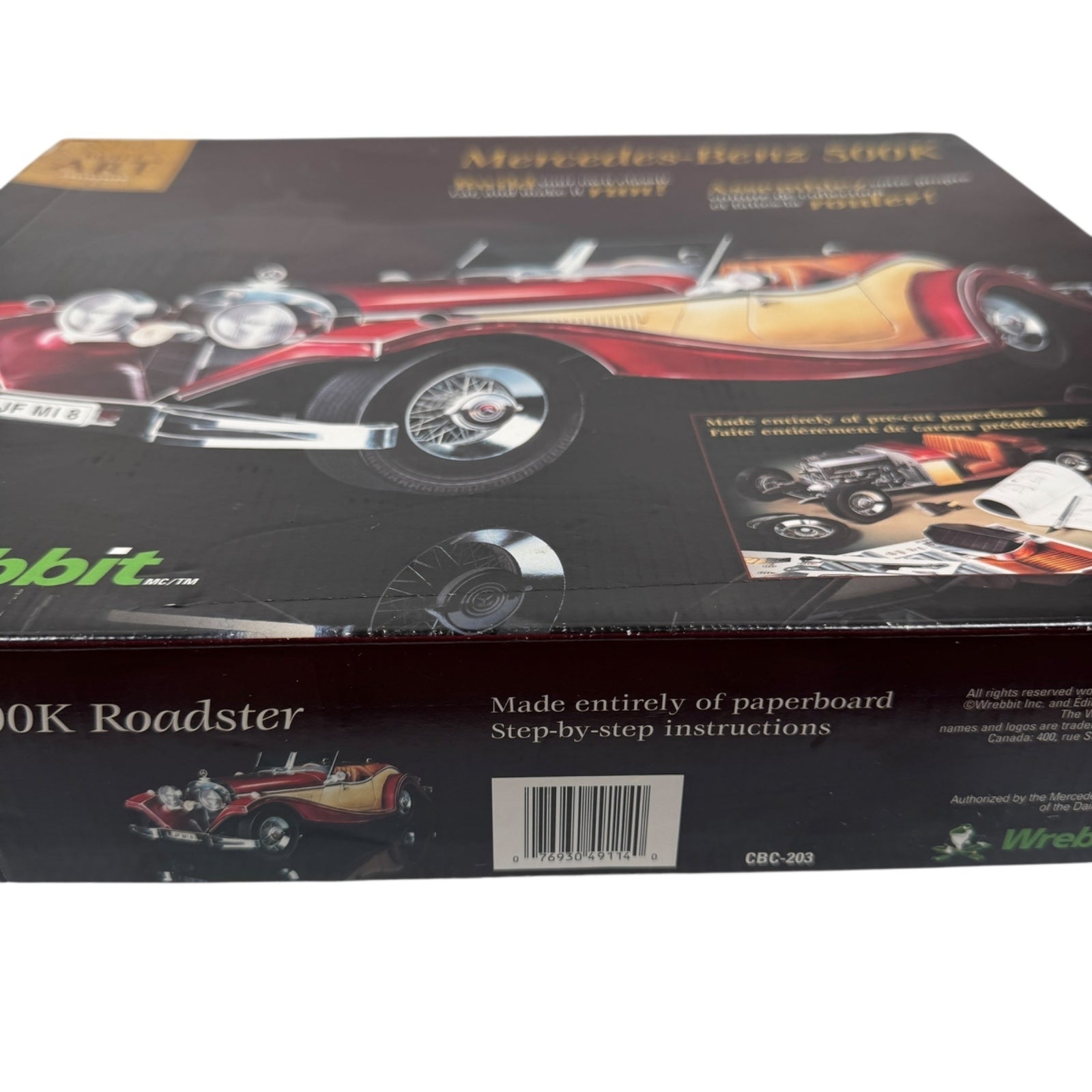 Wrebbit Mercedes-Benz 500K Roadster 3D Puzzle 1:18 Scale Paperboard Kit Open Box