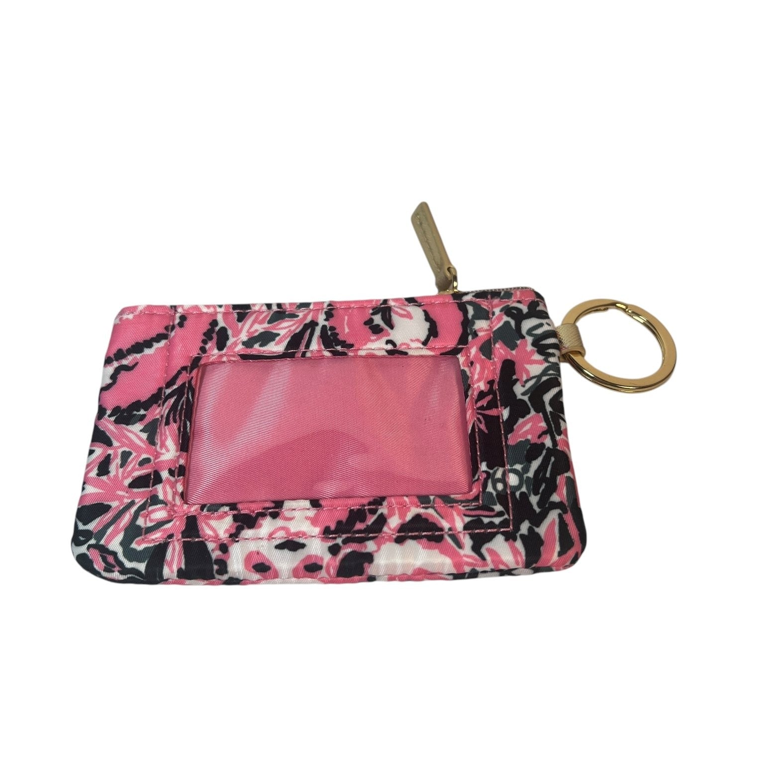 Lilly Pulitzer Women's Key Ring Coin Purse / Wallet Pink Floral Nylon