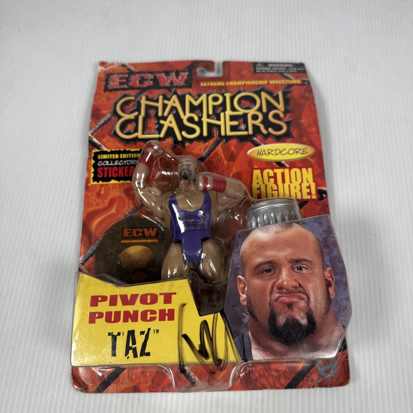 ECW OSFTM Taz Champion Clashers Series 4 (Brand New Sealed) 2000 Signed (No COA)