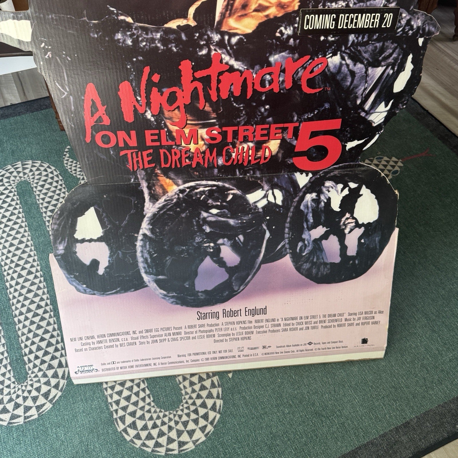 Vintage Nightmare On Elm Street 5 The Dream Child Freddy Krueger Standee Display