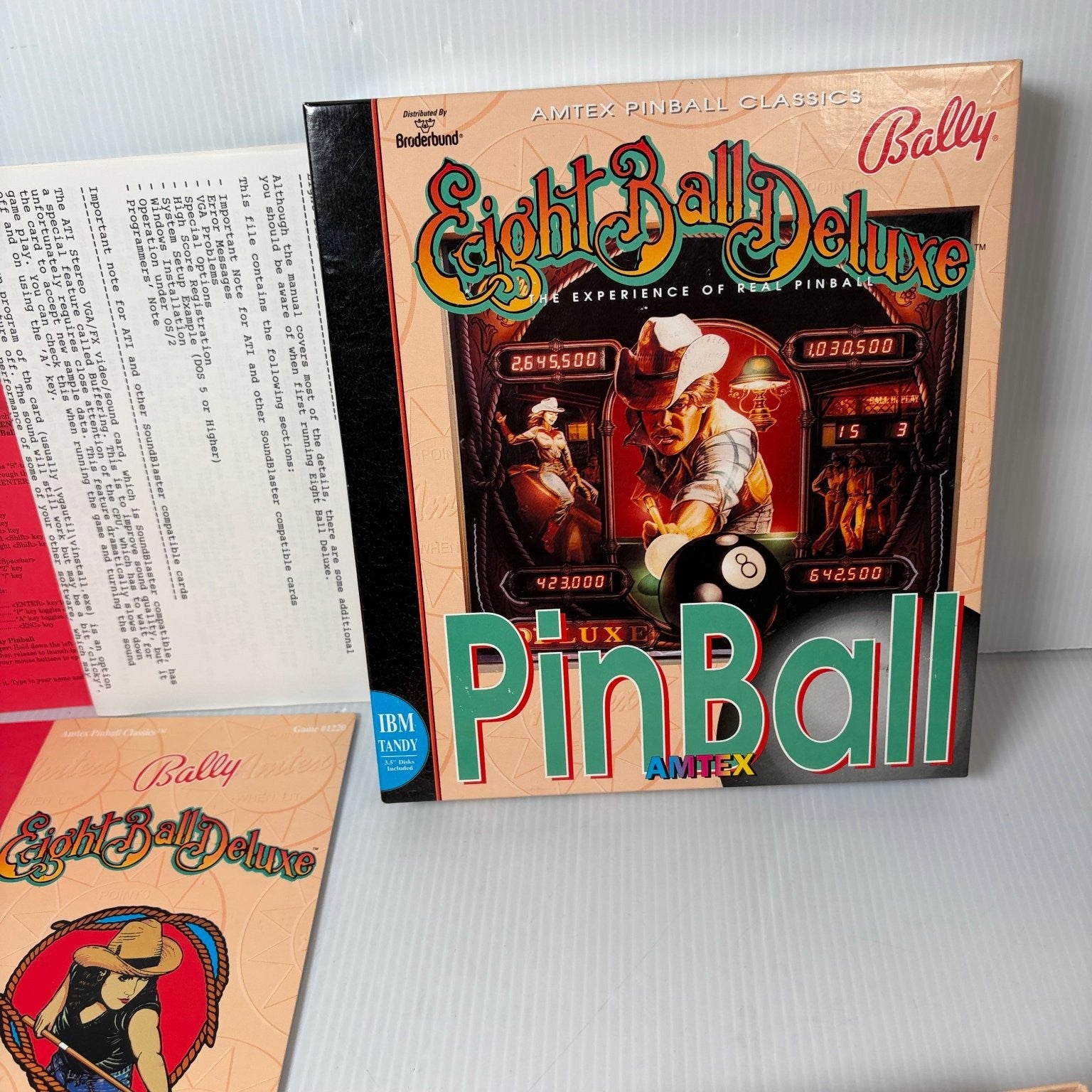 Eight Ball Deluxe Pinball IBM PC Video Game Amtex Bally Classic Complete