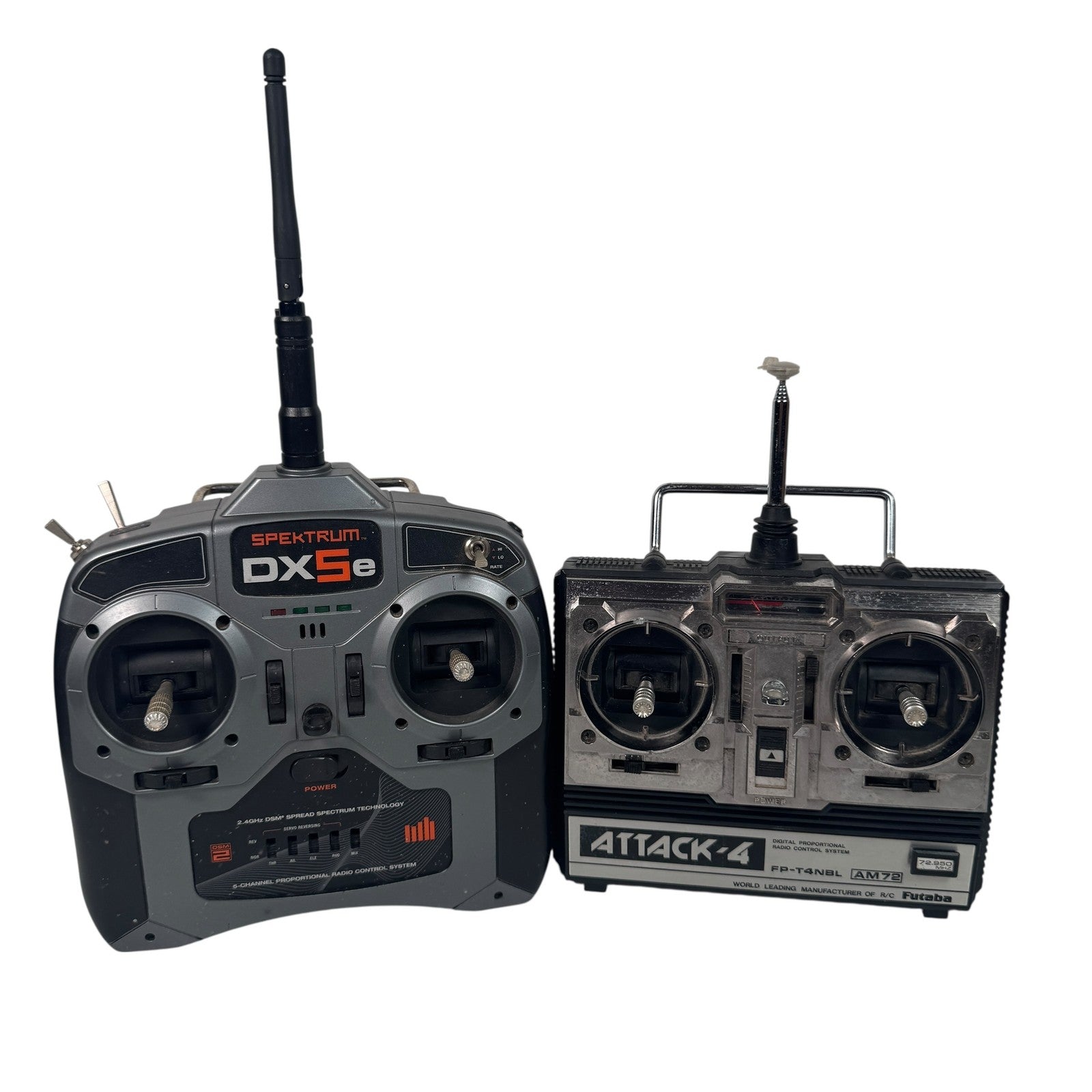 Futaba Attack-4 FP-T4NBL & Spektrum DX5e RC Transmitters Lot AS IS Untested