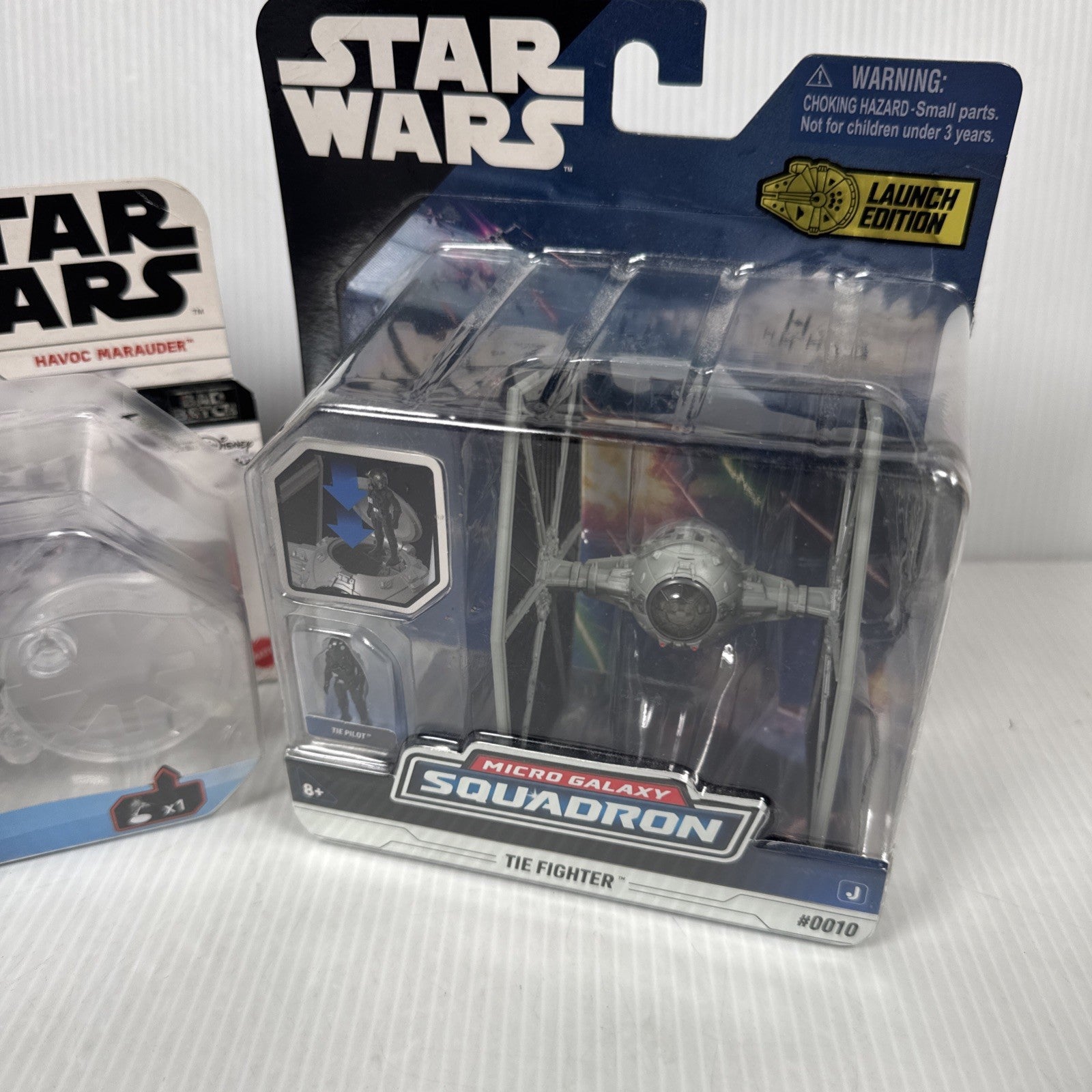 2 Star Wars Mini Vehicles Micro Galaxy Tie Fighter & Hot Wheels Havoc Marauder