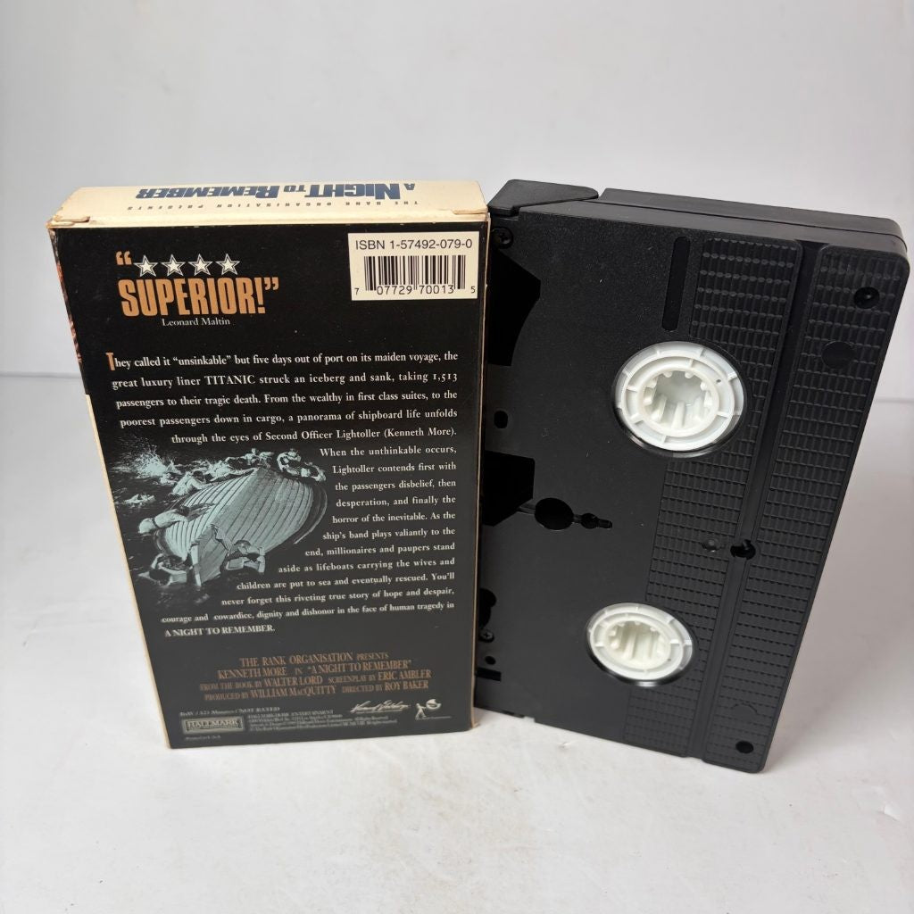 A Night to Remember VHS Titanic Kenneth More Rank Organisation Hallmark