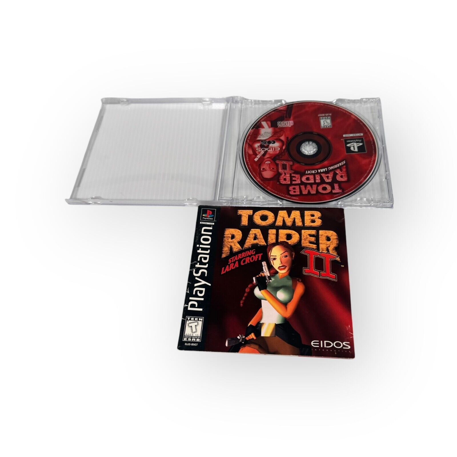 Tomb Raider II Playstation 1 1997 Game Disc & Manual Black Label Tested Working