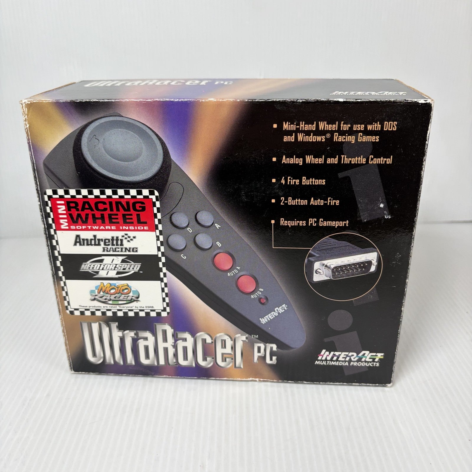 INTERACT UltraRacer PC Mini Hand Racing Wheel Controller for DOS Windows