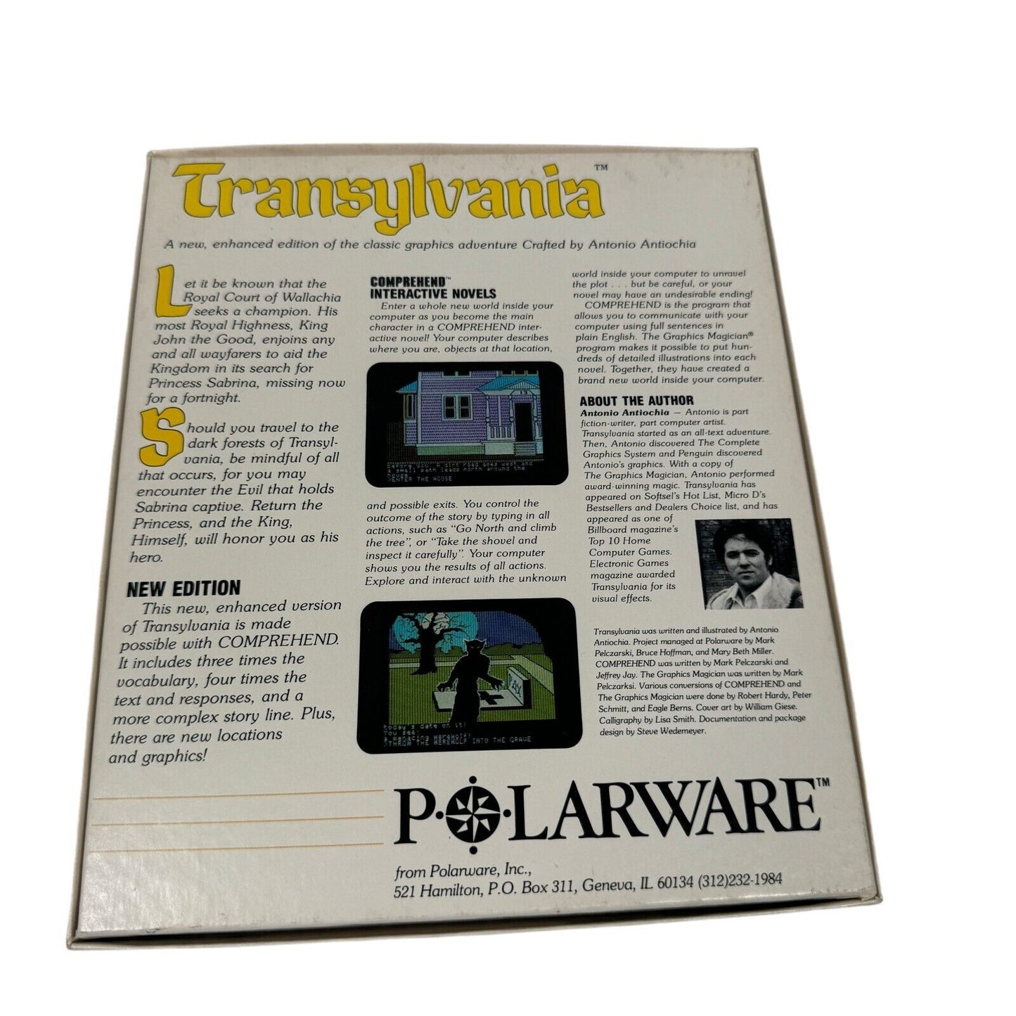 Transylvania Apple 64K Polarware Text Adventure Complete CIB Computer Game