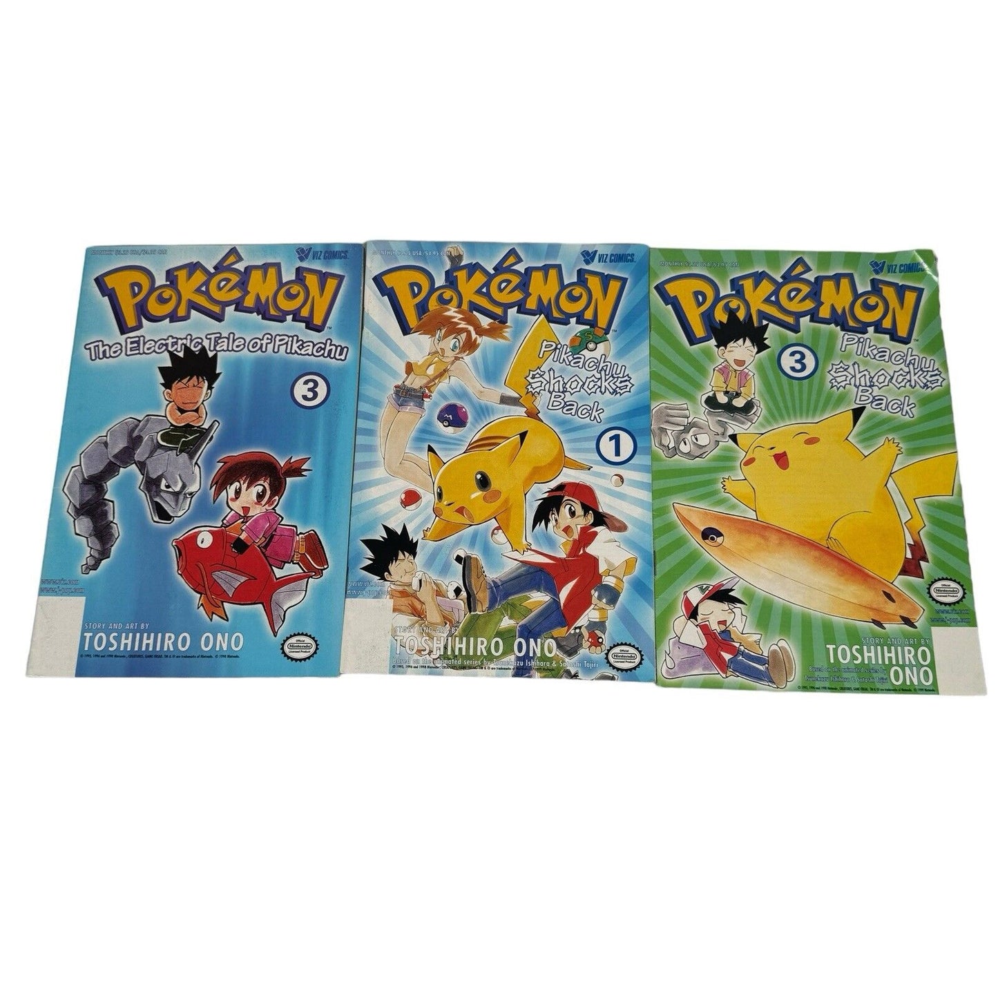 Mixed Lot Of 3 Pokemon Comic Books Pikachu Shocks Back Electric Tale Of Pikachu