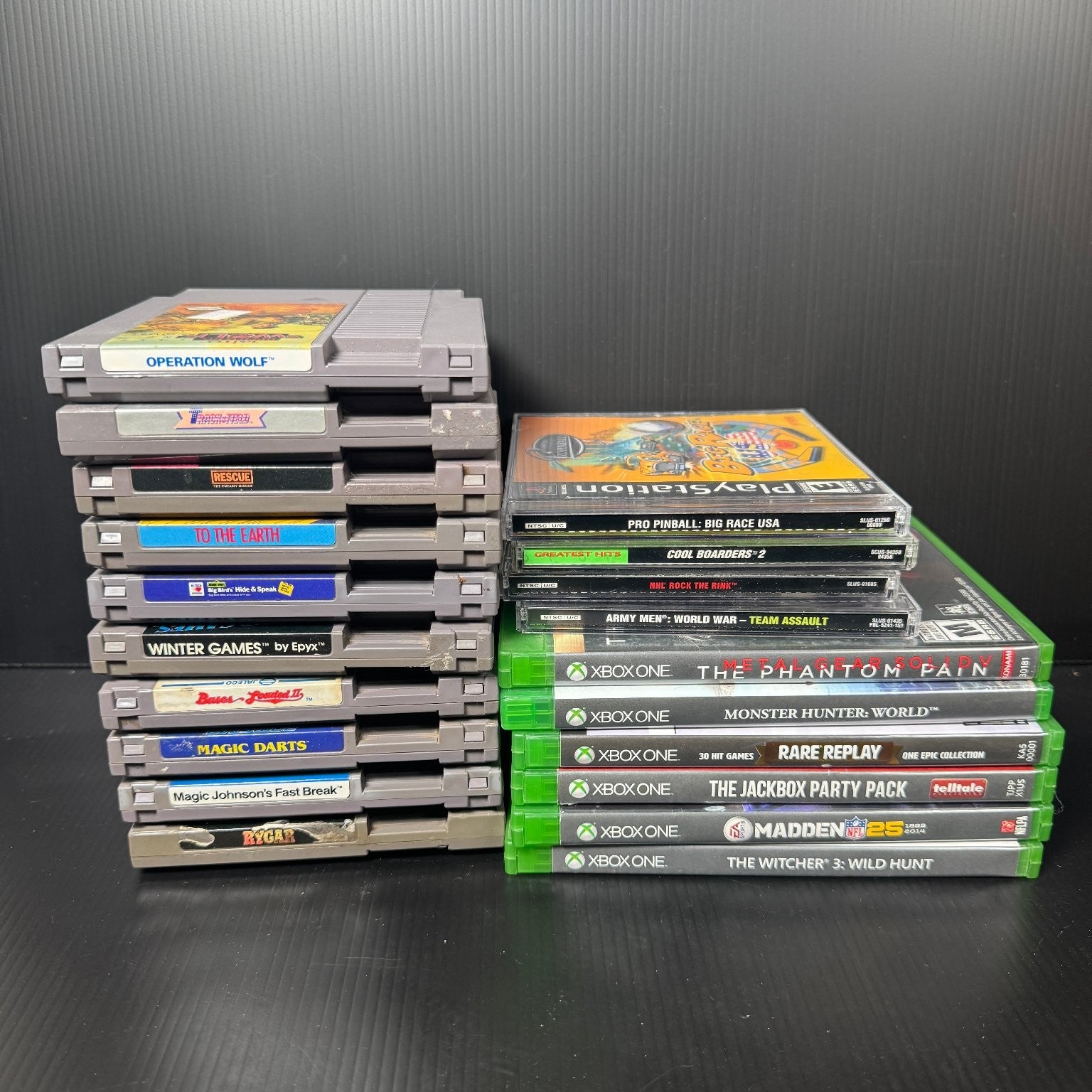 Mixed Lot of 20 NES, PS1 & Xbox One Games Rygar, Rare Replay, Witcher III & More