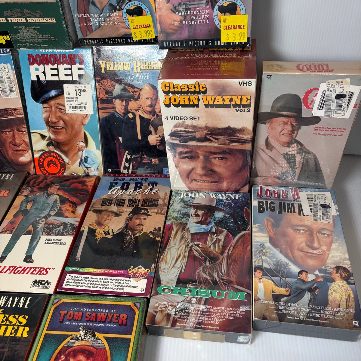 Lot of 18 Sealed John Wayne Classic Western Movies on VHS