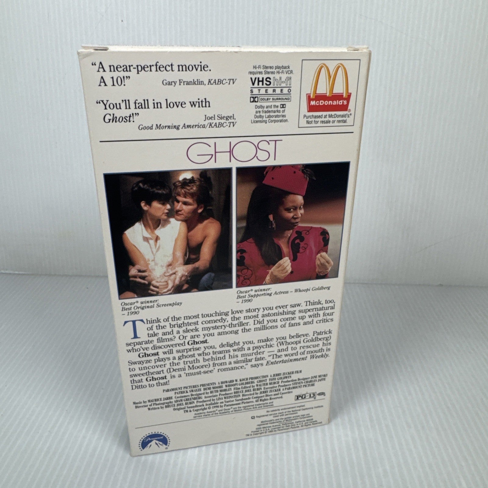 Ghost (VHS, 1991) McDonald's Edition Paramount Patrick Swayze Demi Whoopi