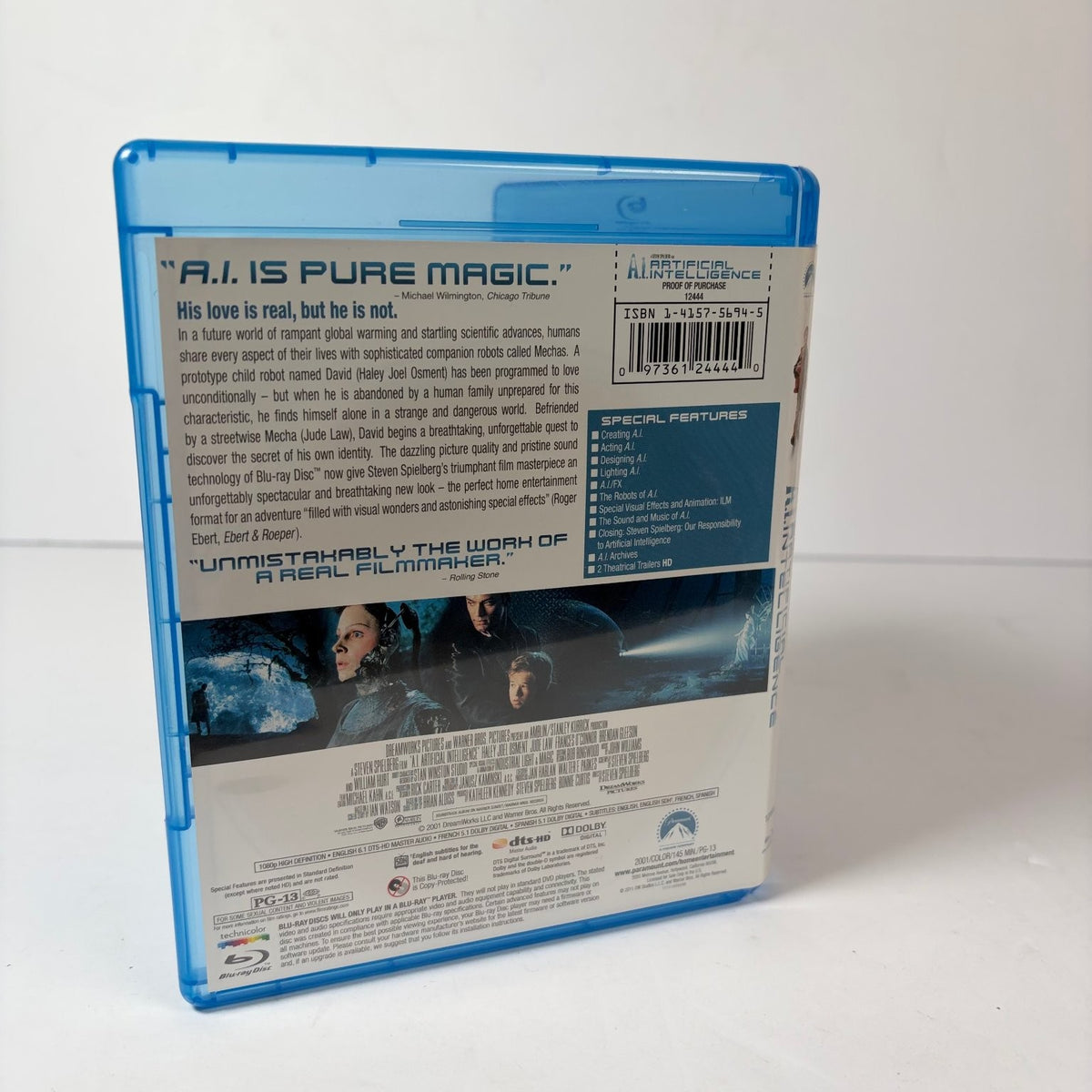 A.I. Artificial Intelligence Blu-ray 2001 Spielberg, Osment, Law