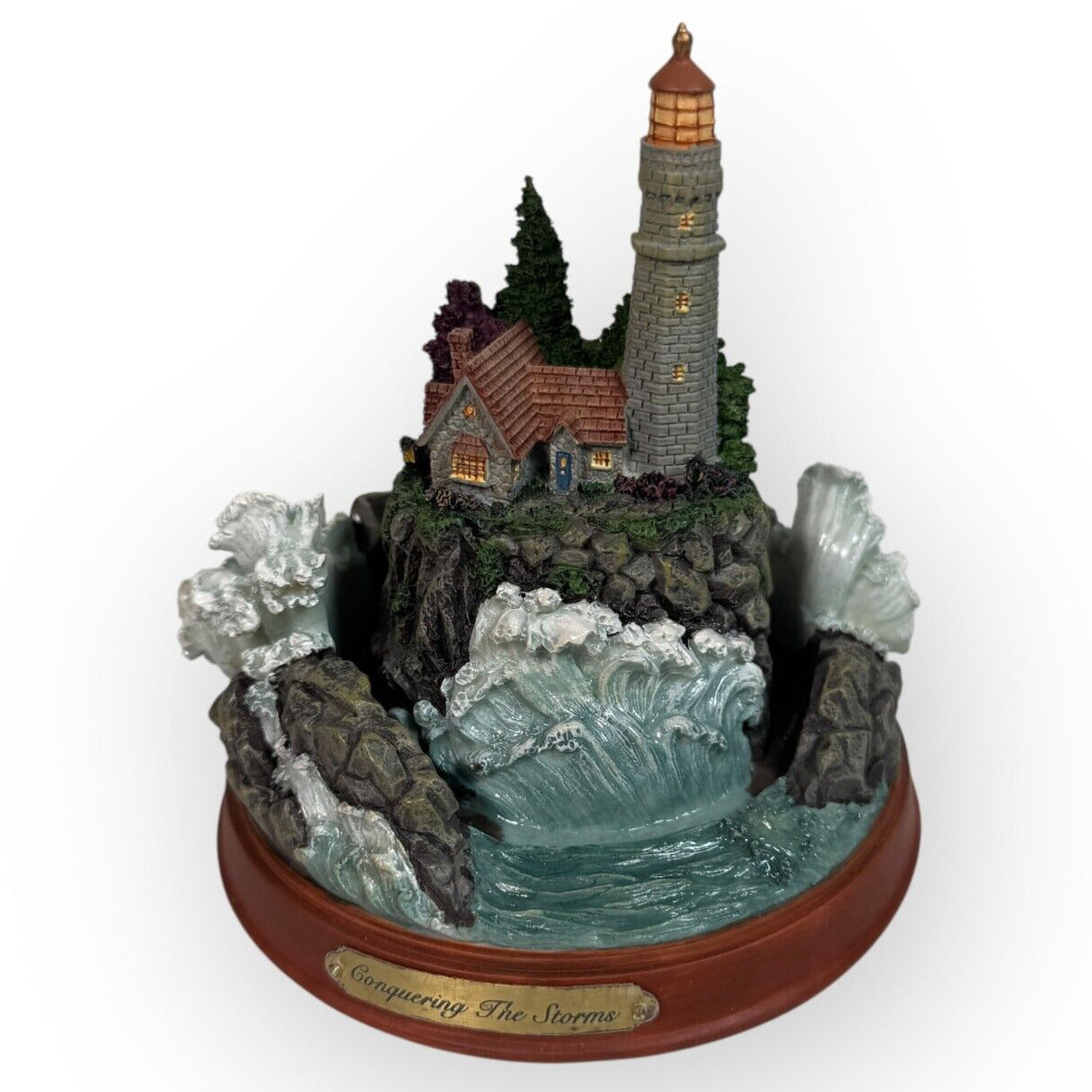 Thomas Kinkade "Conquering the Storms" Lighthouse Candle Set Hamilton Collection