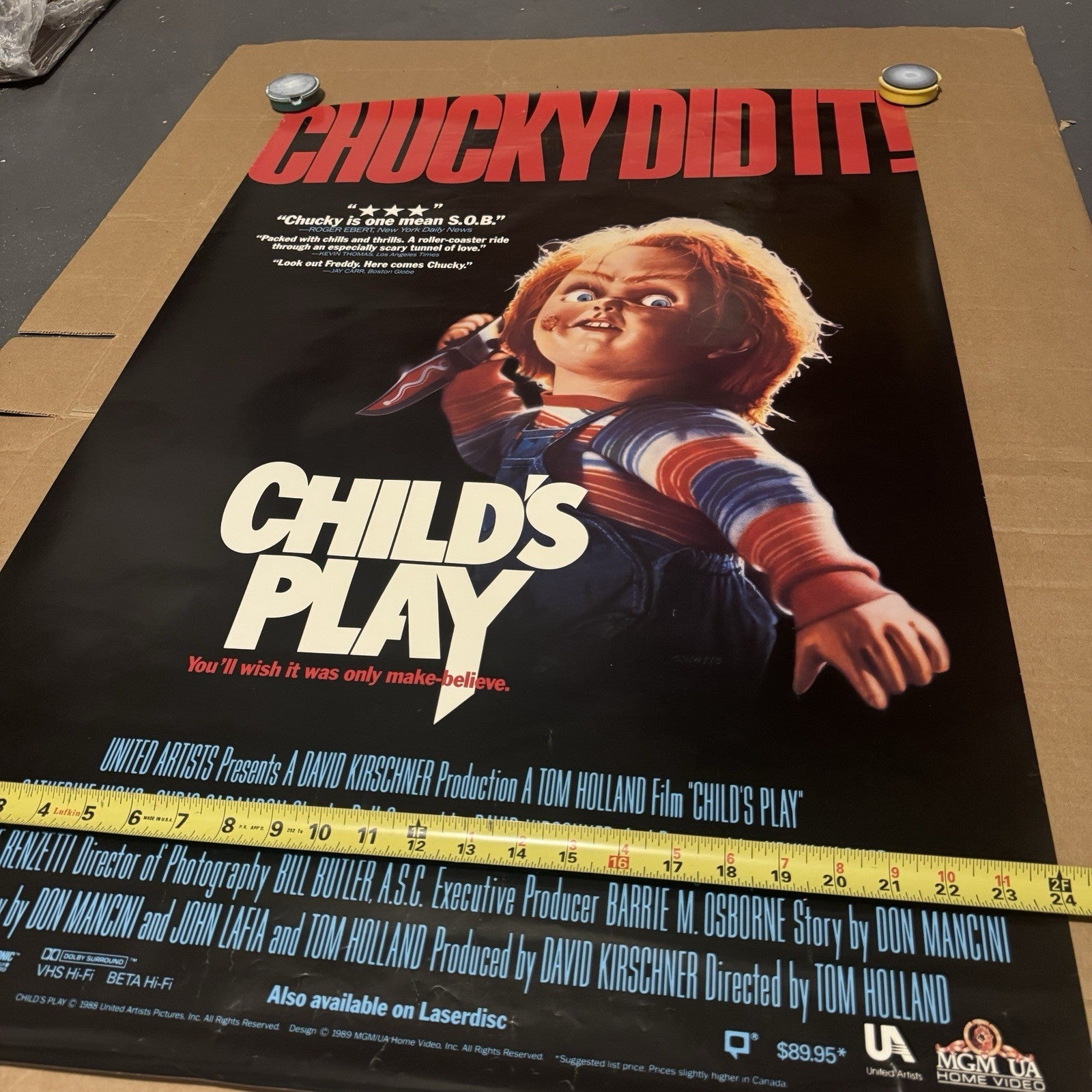Vintage Child’s Play Movie Poster 1988 24x36 Chucky Did It Video Store One Sheet