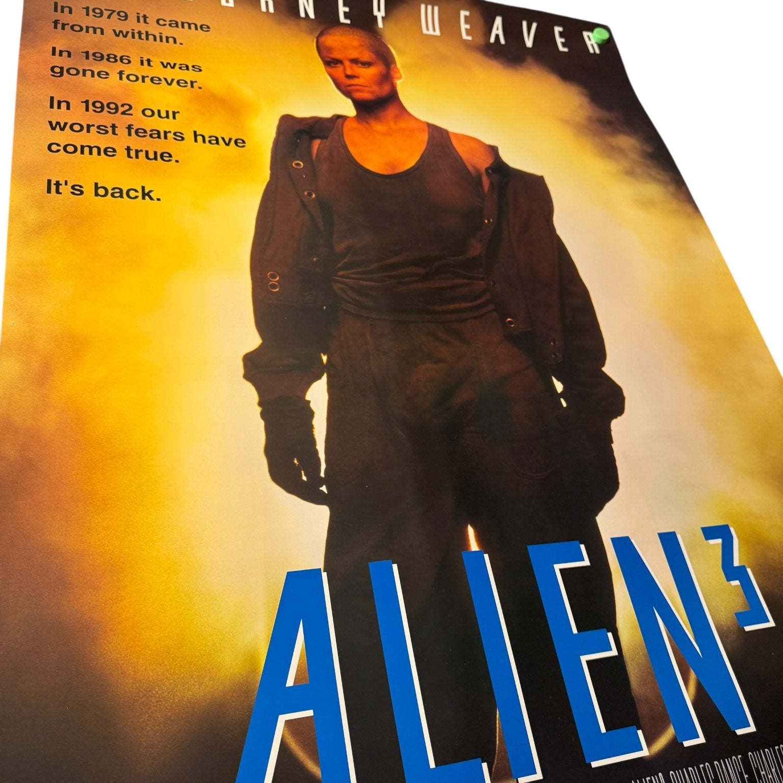 Vintage Alien 3 1992 AU Release One Sheet Movie Poster Sigourney Weaver Fincher