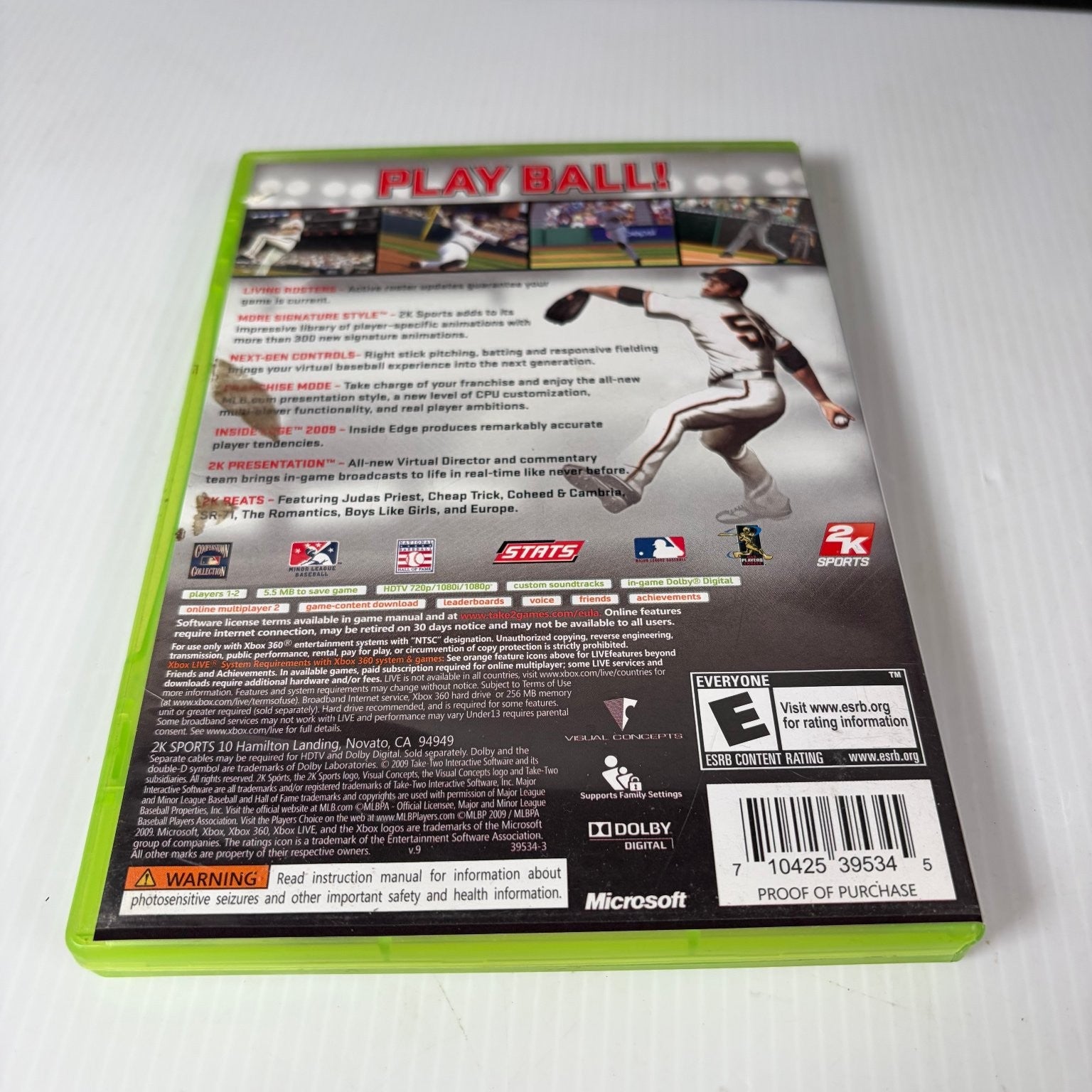Major League Baseball 2K9 Xbox 360 Video Game Multiplayer Sports Complete CIB
