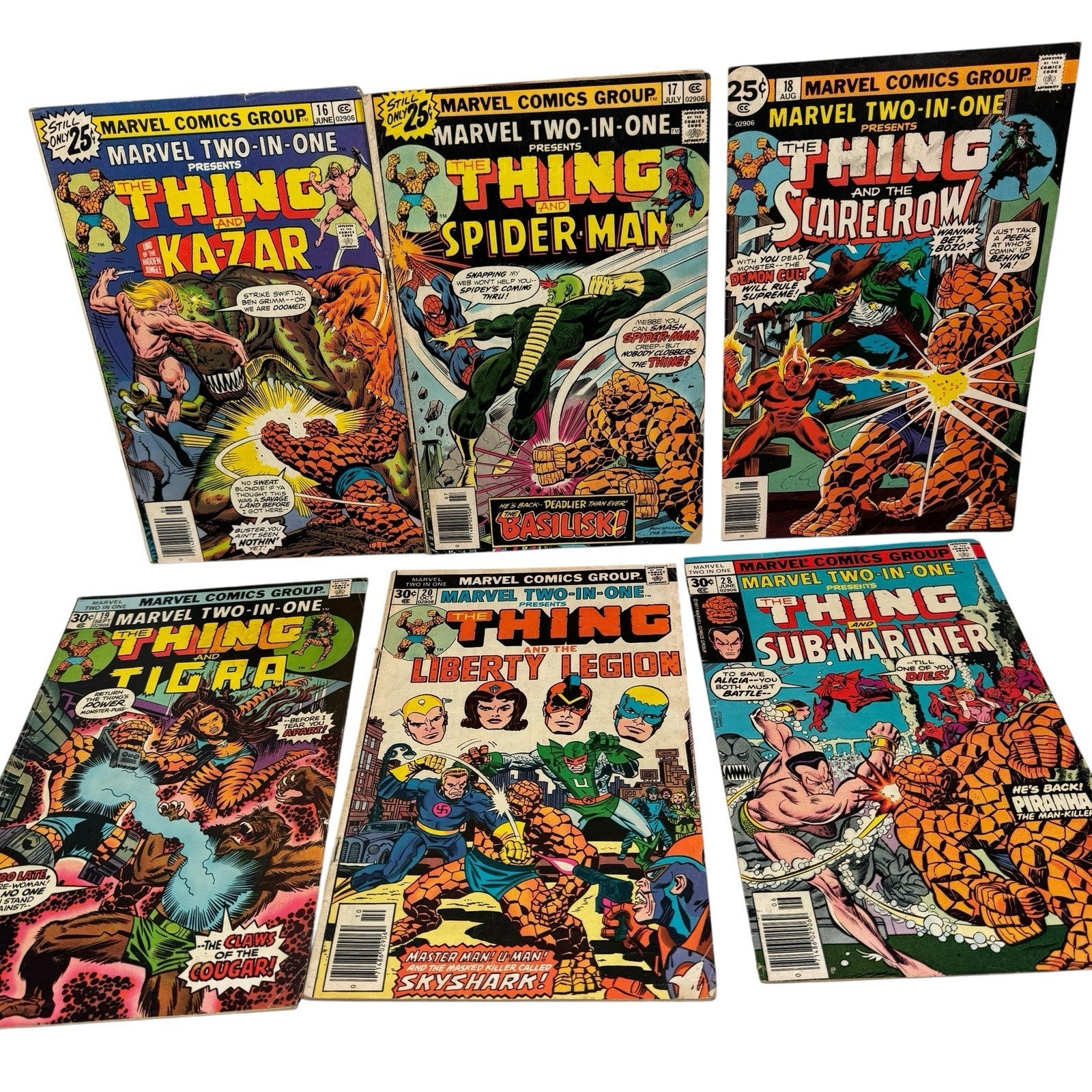 The Thing Marvel Two-In-One Lot of 10 Issues 16-20, 28, 55, 58, 60, 61