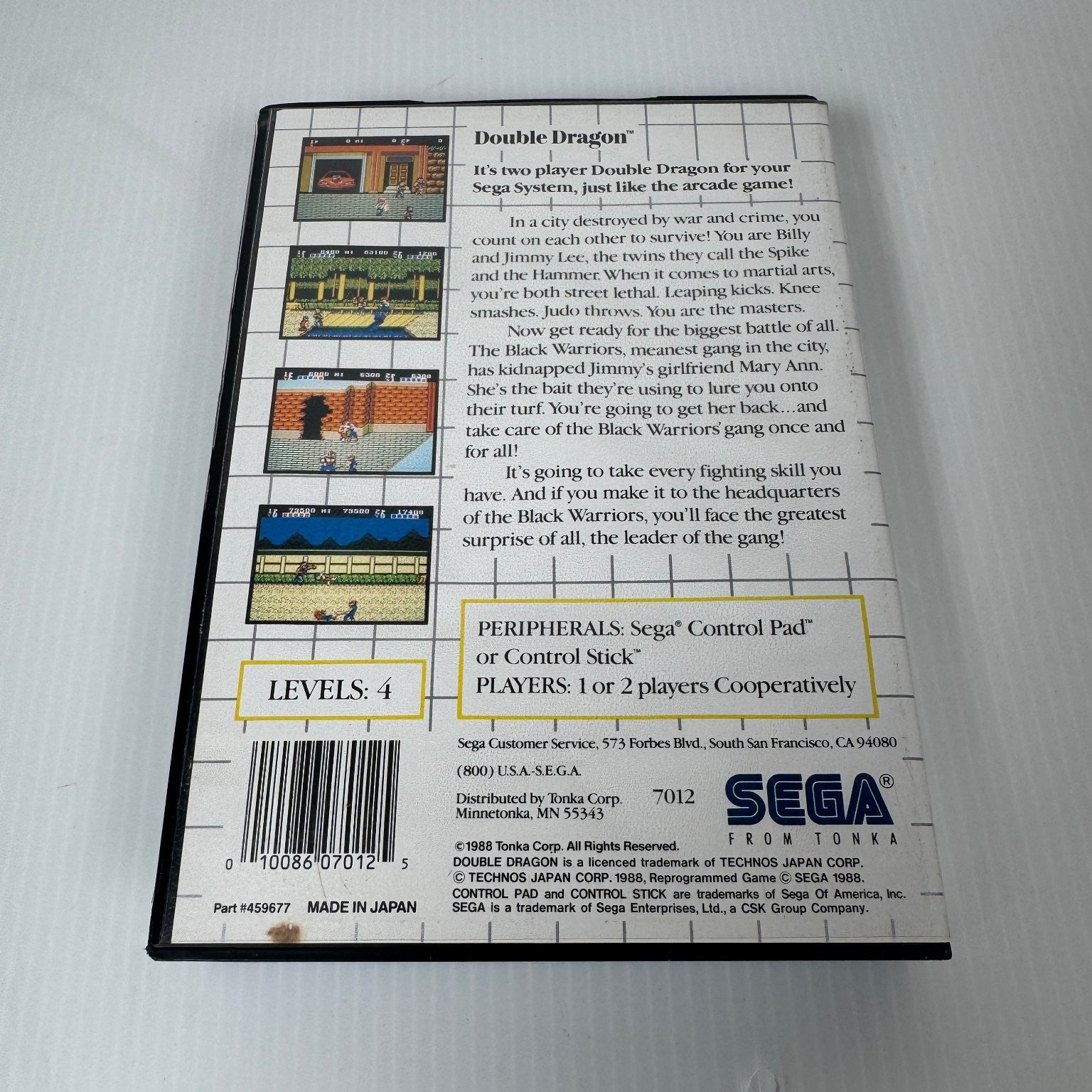 Double Dragon Sega Master System 2-Player Co-op Beat-em-up Complete CIB