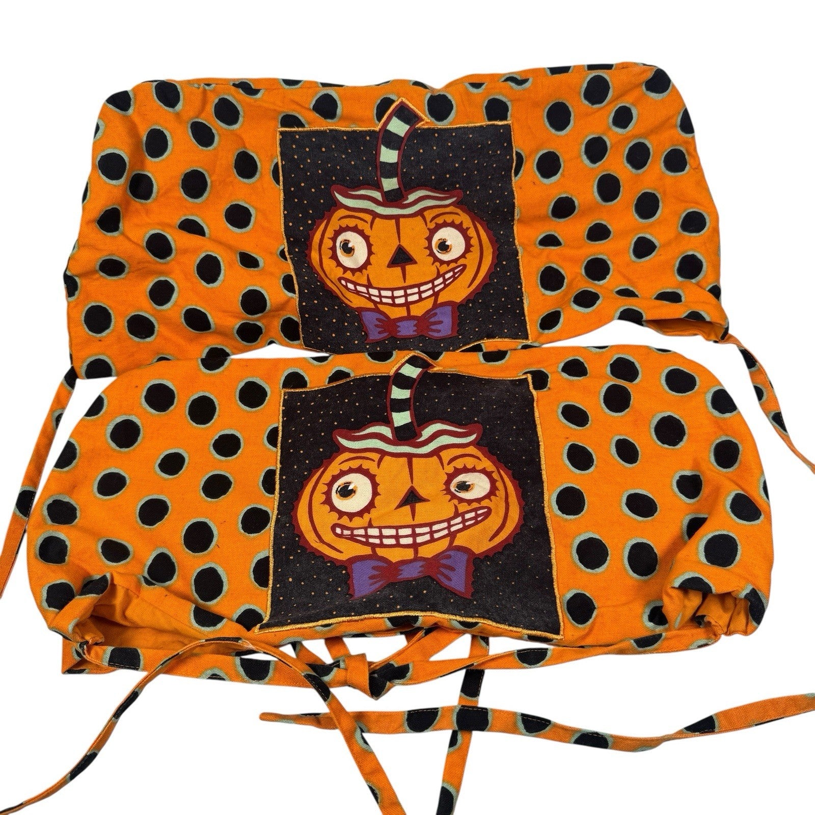 Vintage Department 56 Halloween Chair Covers Set Of 2 Pumpkin Design