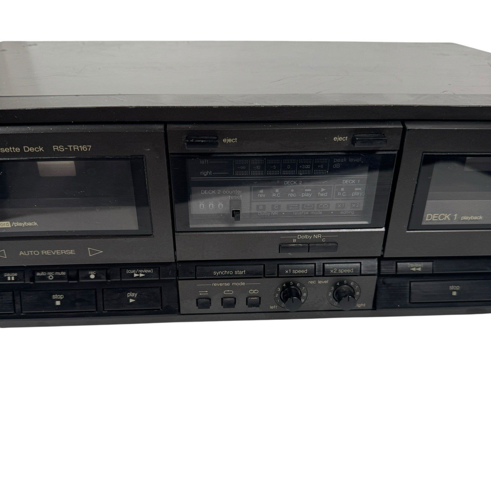 Technics RS-TR167 Dual Cassette Deck Auto-Reverse Playback Record Tested Working