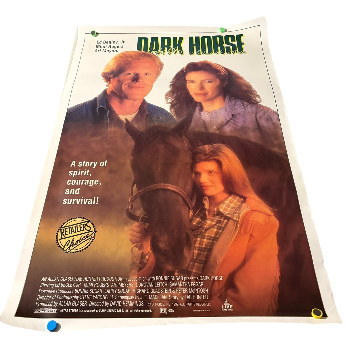 Dark Horse 1992 One-Sheet Movie Poster US Ed Begley Jr. Mimi Rogers