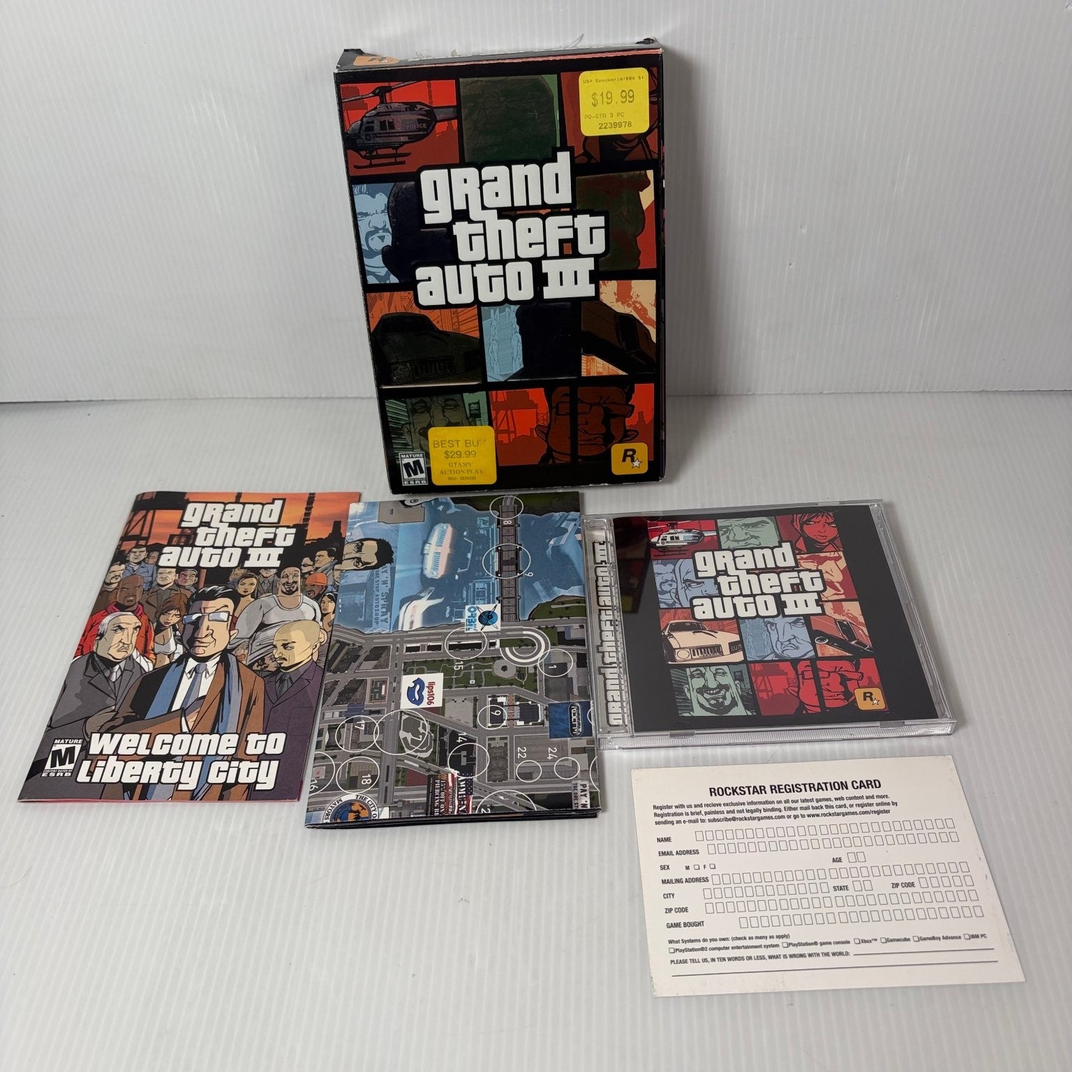 Grand Theft Auto III PC CD-ROM Video Game Complete in Box with Map and Manual