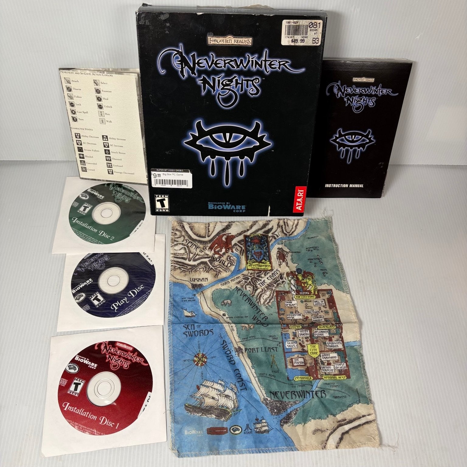 Neverwinter Nights Big Box PC CD-ROM Video Game RPG BioWare Complete Cloth Map