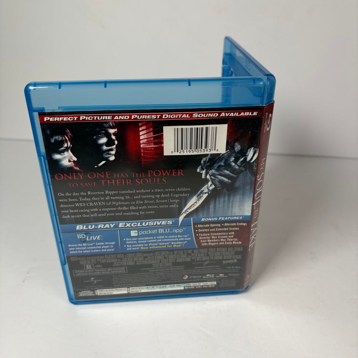 My Soul to Take Blu-ray w/ Slip Cover Horror Thriller 2 Alternate Endings