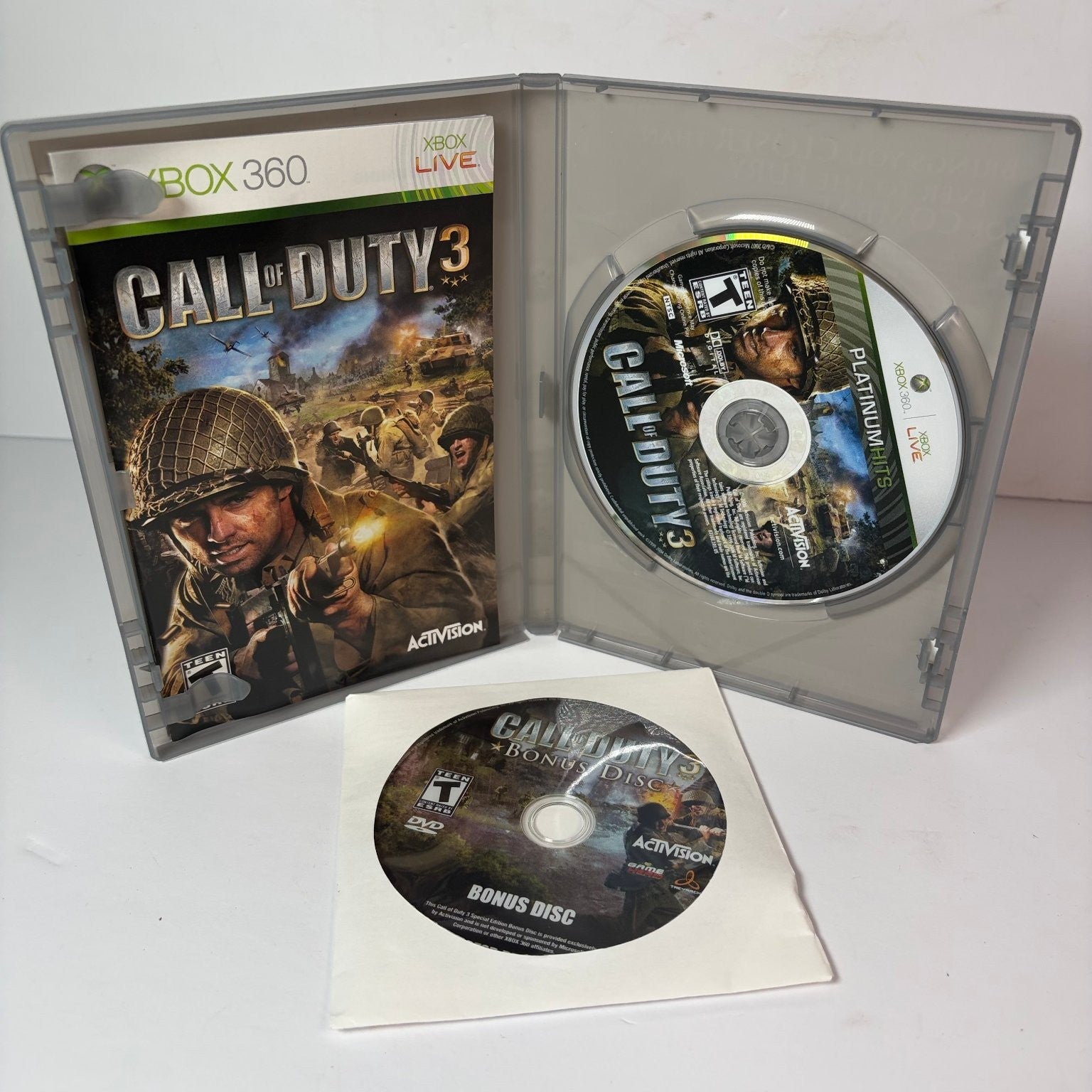 Call of Duty 3 Platinum Hits Xbox 360 (Microsoft, 2006) W/ Bonus Disc