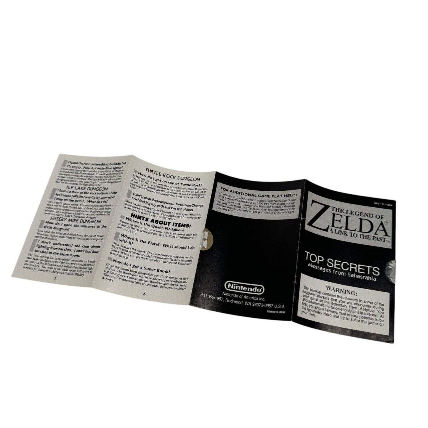 The Legend Of Zelda: A Link To The Past Top Secrets Booklet