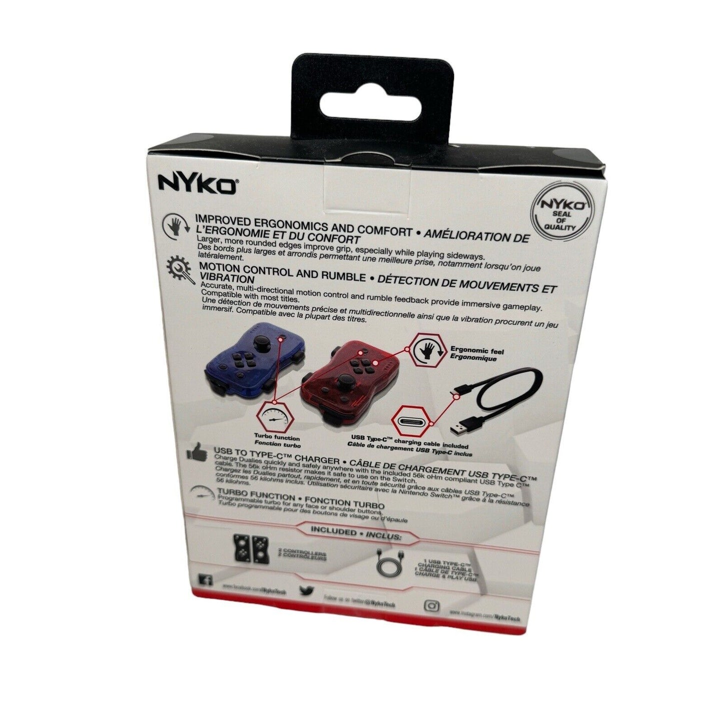 Nyko Dualies Motion Controller for Nintendo Switch - Red And Blue  (87268)