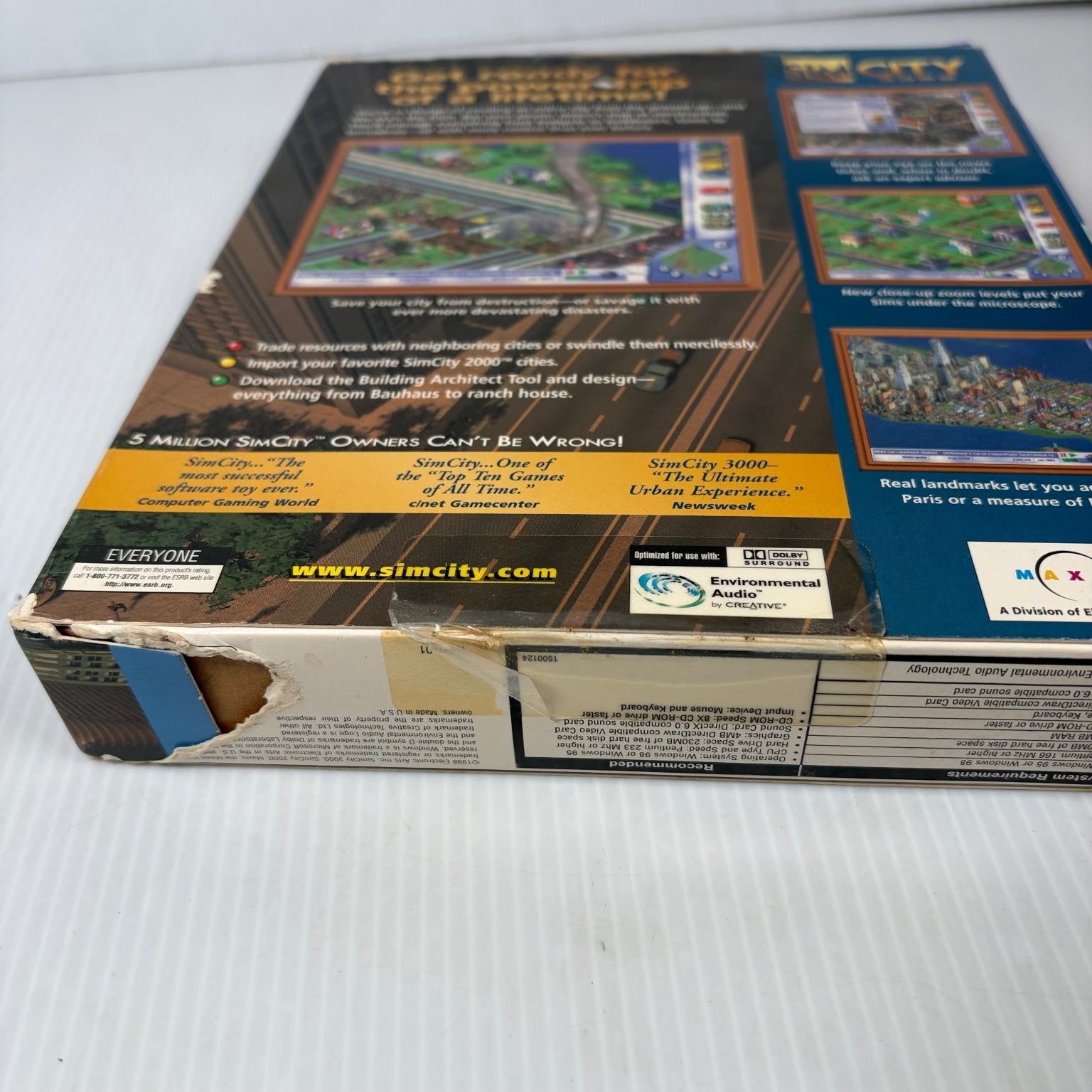 SimCity 3000 Big Box PC CD-ROM Video Game Maxis Simulation City Builder Complete