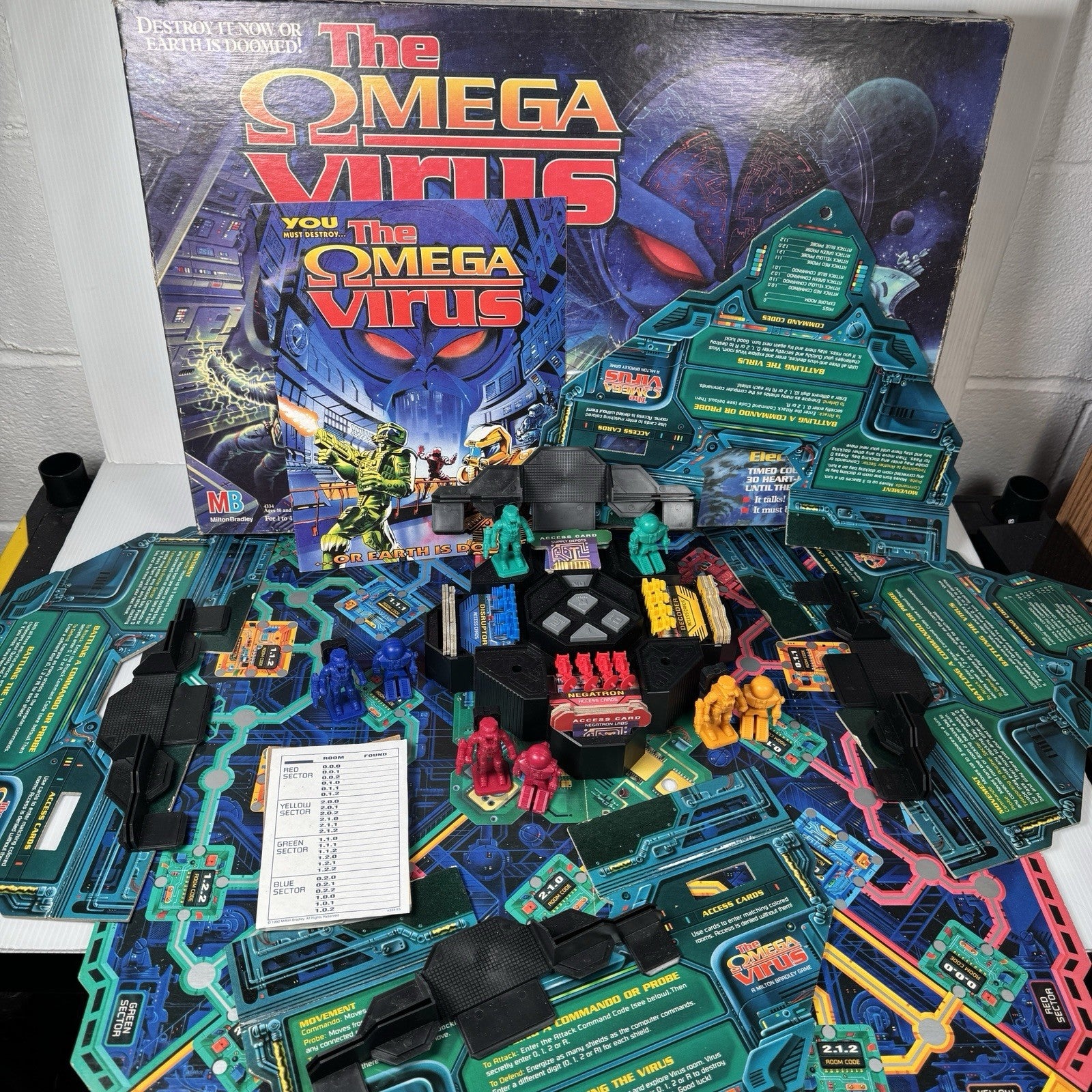 Vintage 1992 Omega Virus Board Game Complete As Is Non-Working Electronics